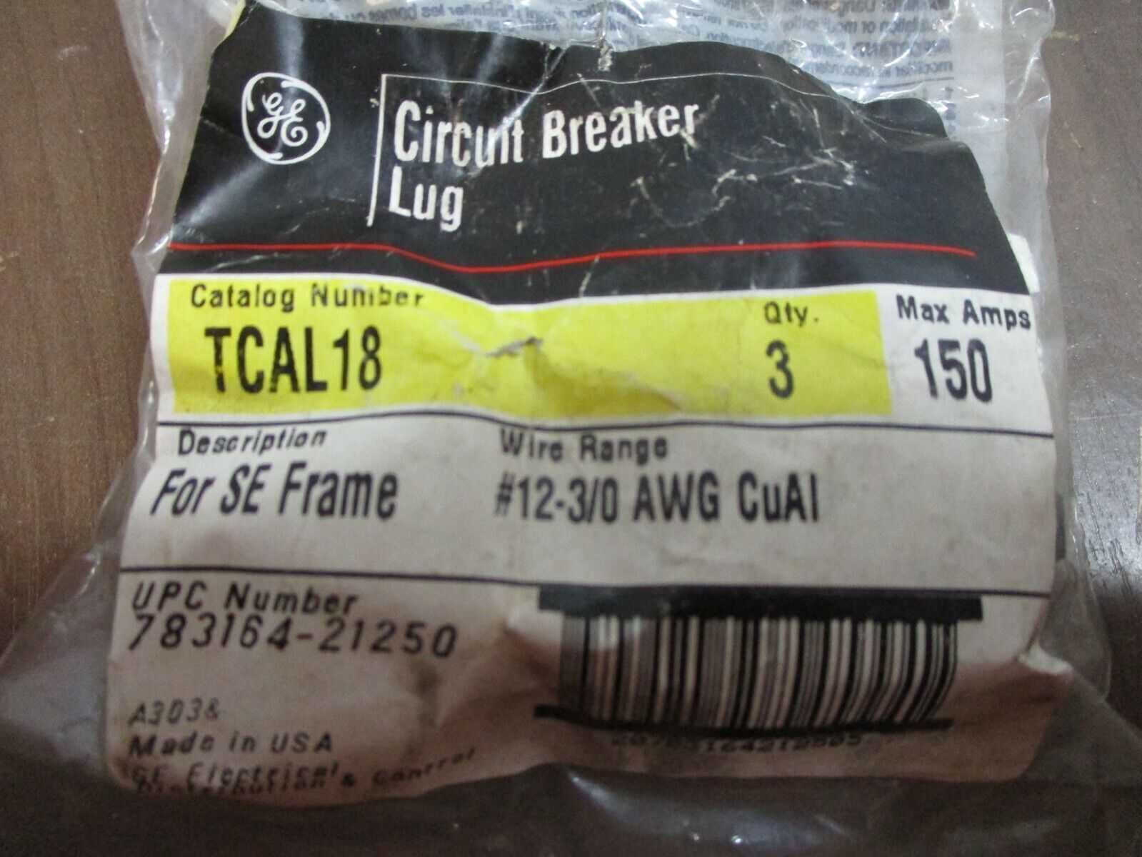 GE Circuit Breaker Lugs TCAL18 For SE Frame 150A #12-3/0 AWG *Set of 3*