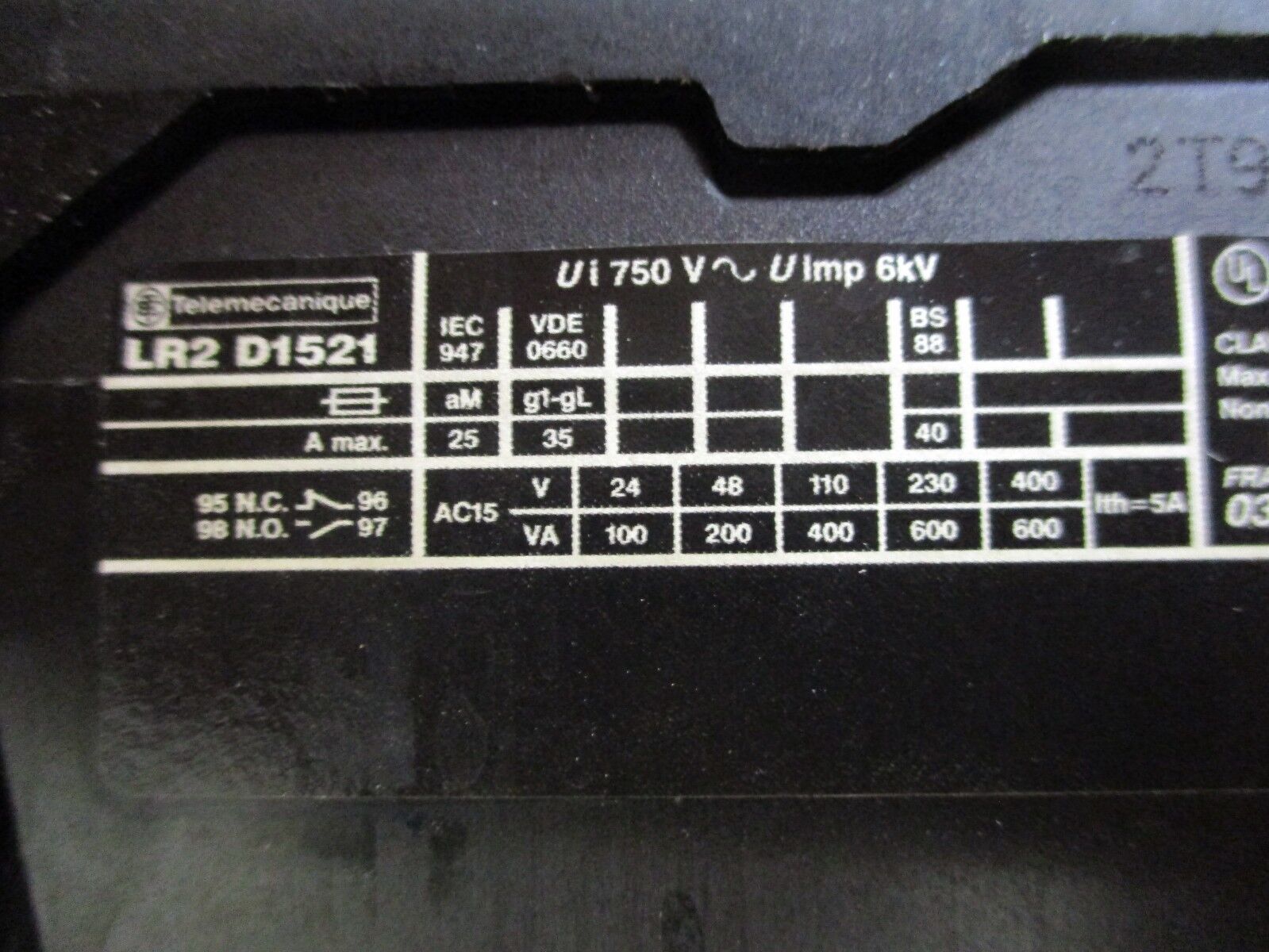 Telemecanique Solid State Overload LR2 D1521 Trip: 12-18A 600V Used