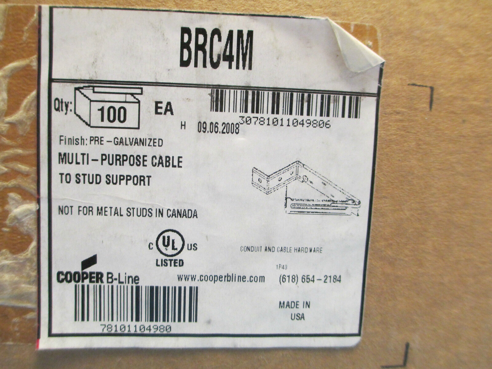 Cooper Cable to Stud Support BRC4M, Aprox 100, New Surplus!