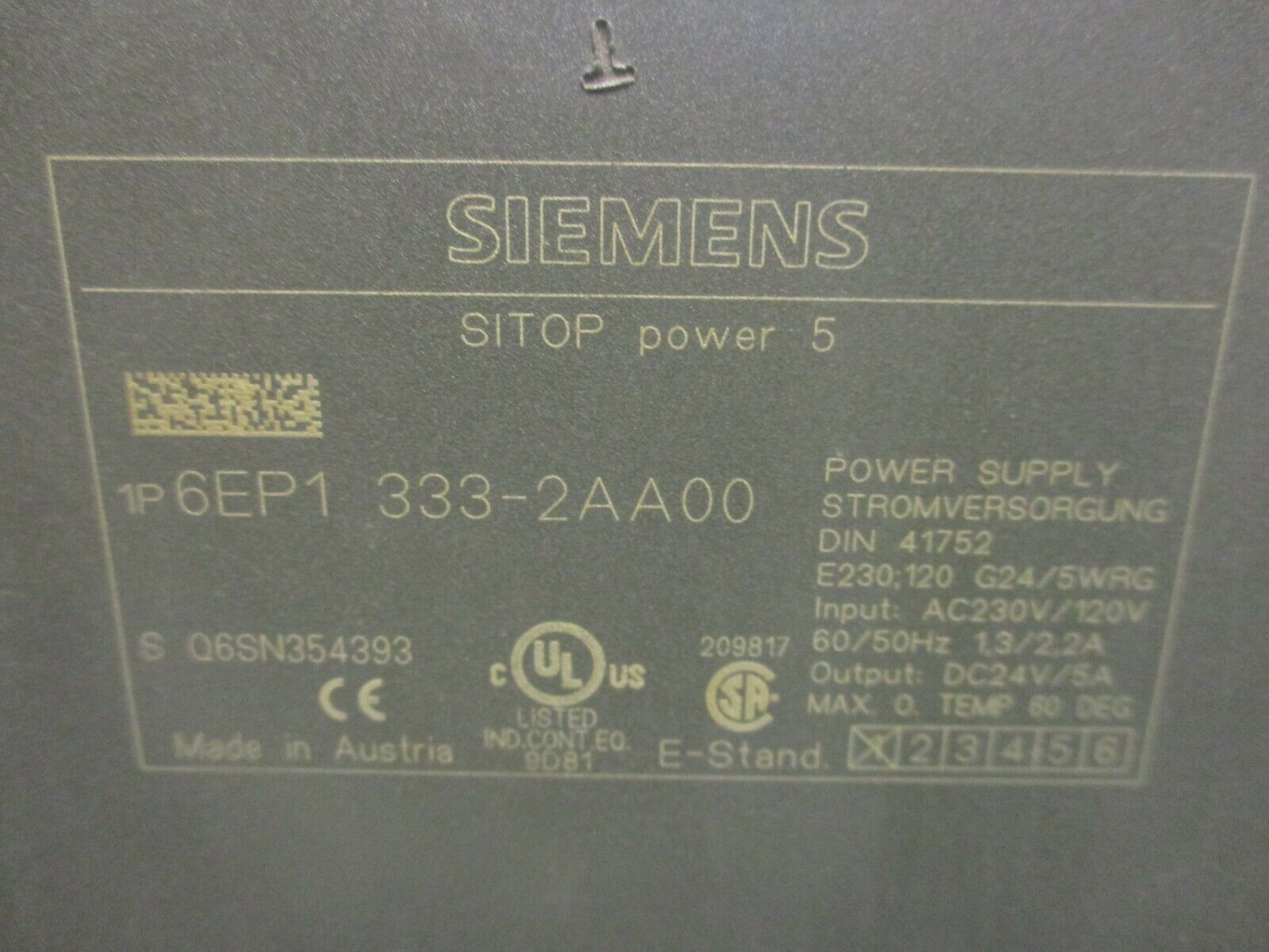 Siemens SITOP Power 5 Power Supply 6EP1 333-2AA00 Used