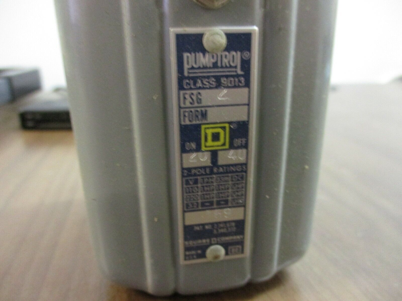 Square D Pressure Switch 9013 FSG-2 2P Close 20 Open 40 New Surplus