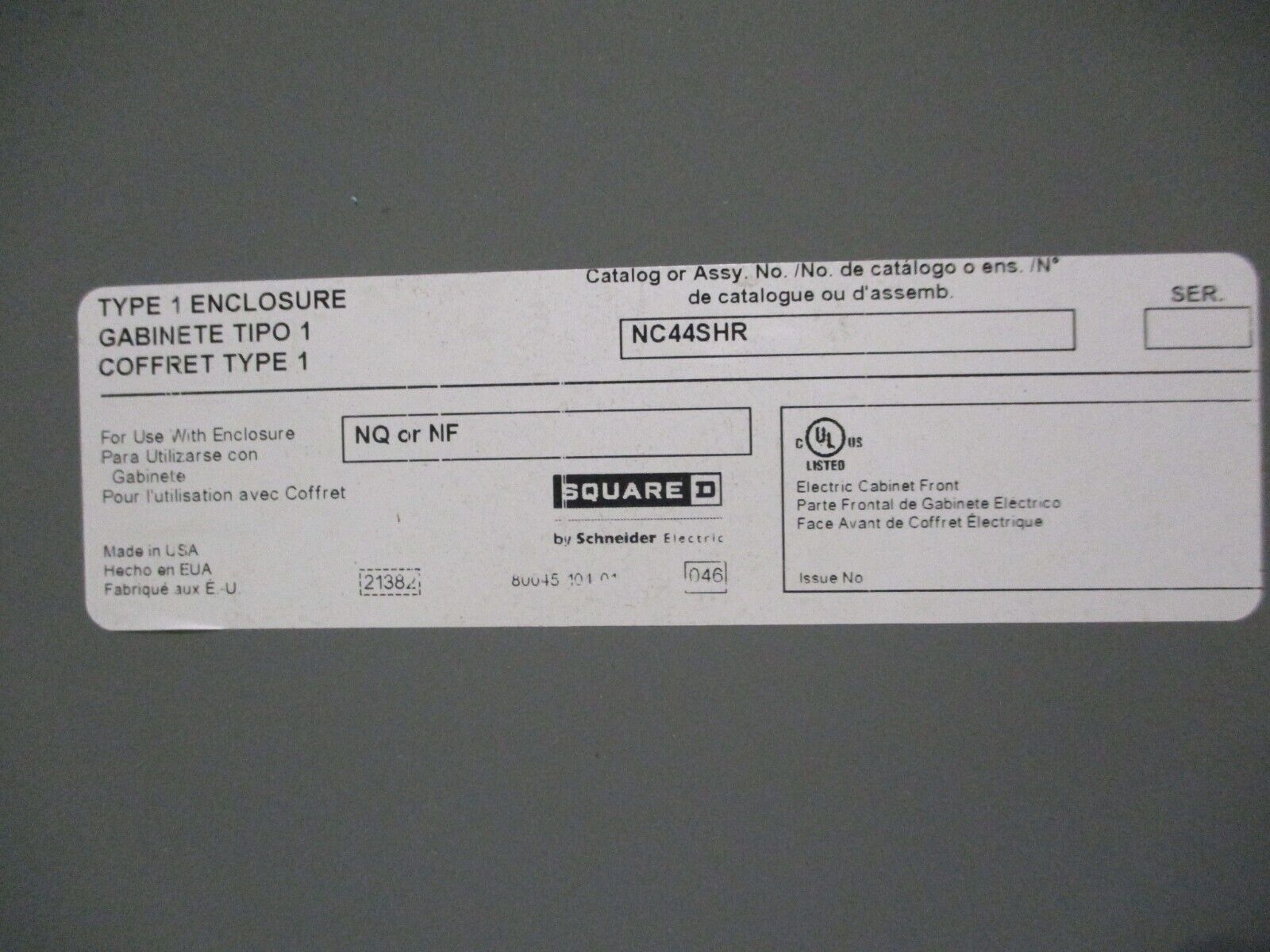 Square D NF Panelboard Interior w/ Box & Cover CM440738080120001 Box: MH44 225A
