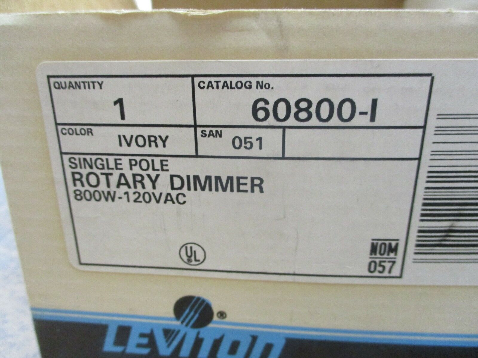 Leviton Rotary Dimmer 60800-I 800W 120V 1P Ivory New Surplus