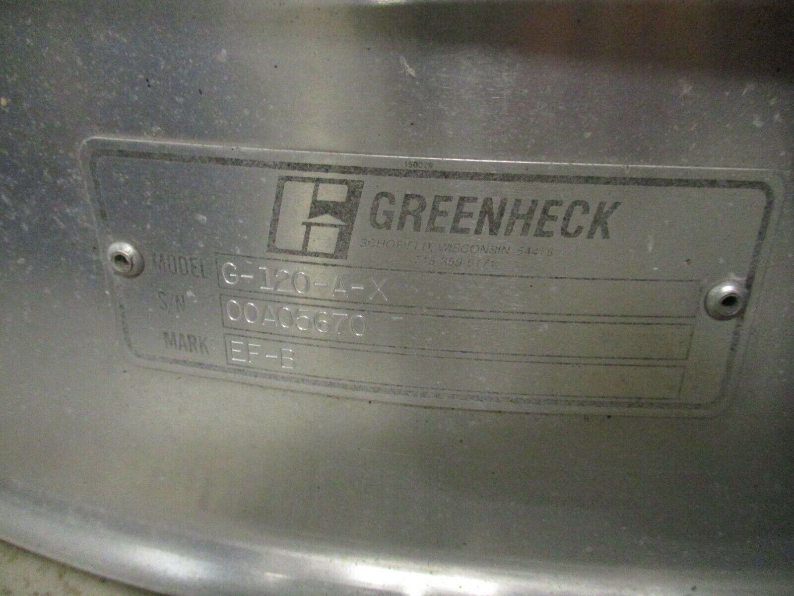Greenheck Exhaust Fan G-120-A-X *Dented Base & Side* Used