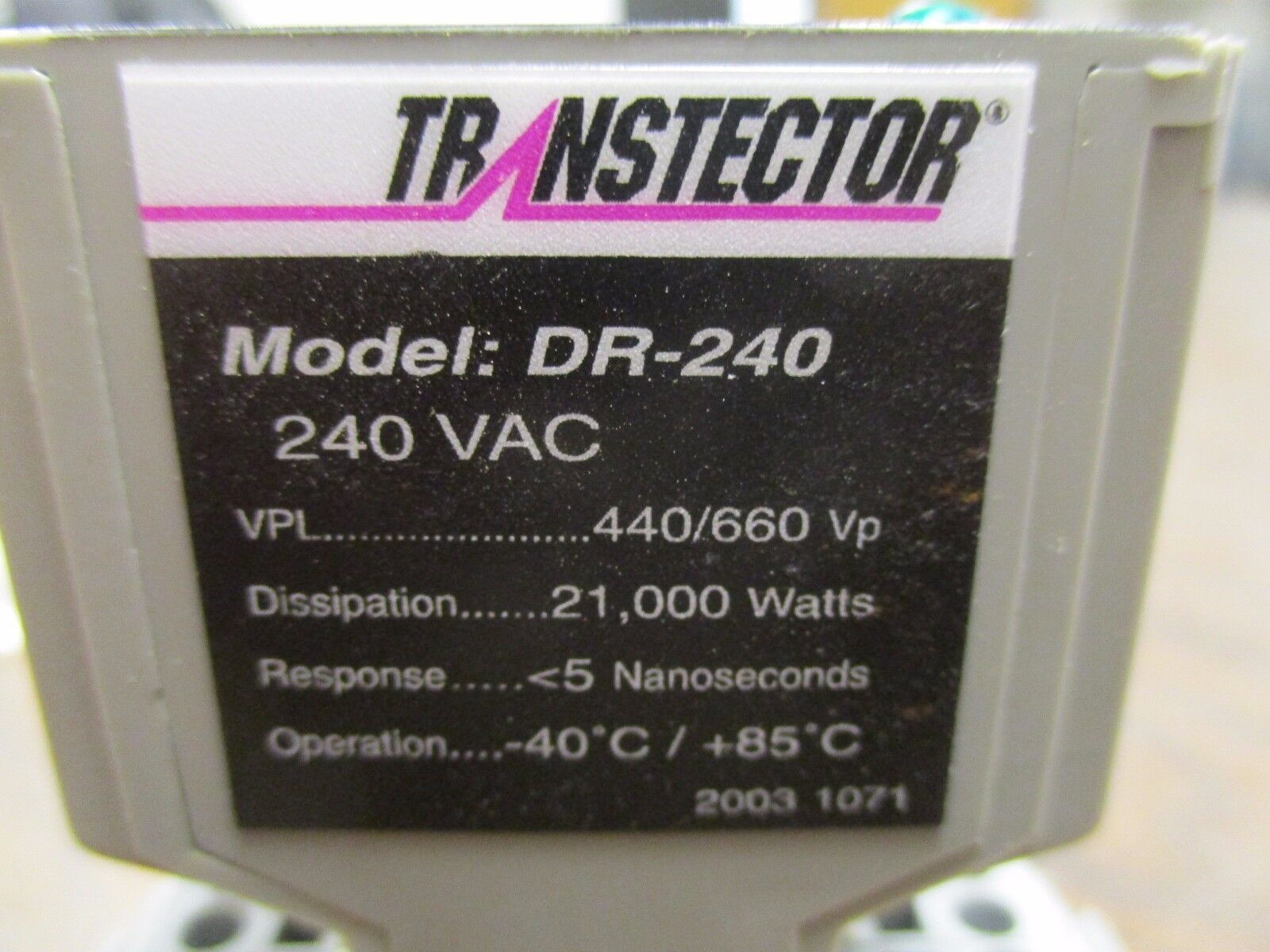 Transtector Surge Protector DR-240 240VAC 21000W Dissipation New Surplus