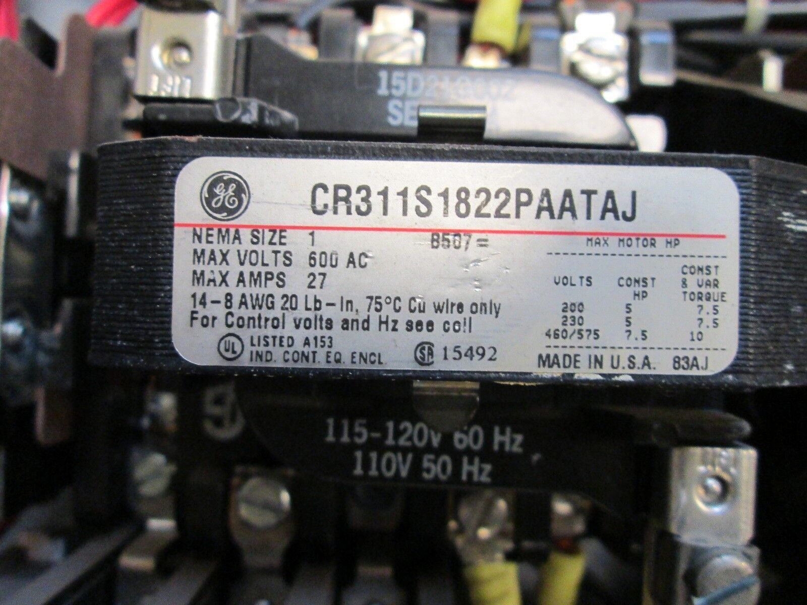 GE Fusible Two Speed Combination CR311S1822PAATAJ 120V Coil Size 1 Nema 1 Enc.