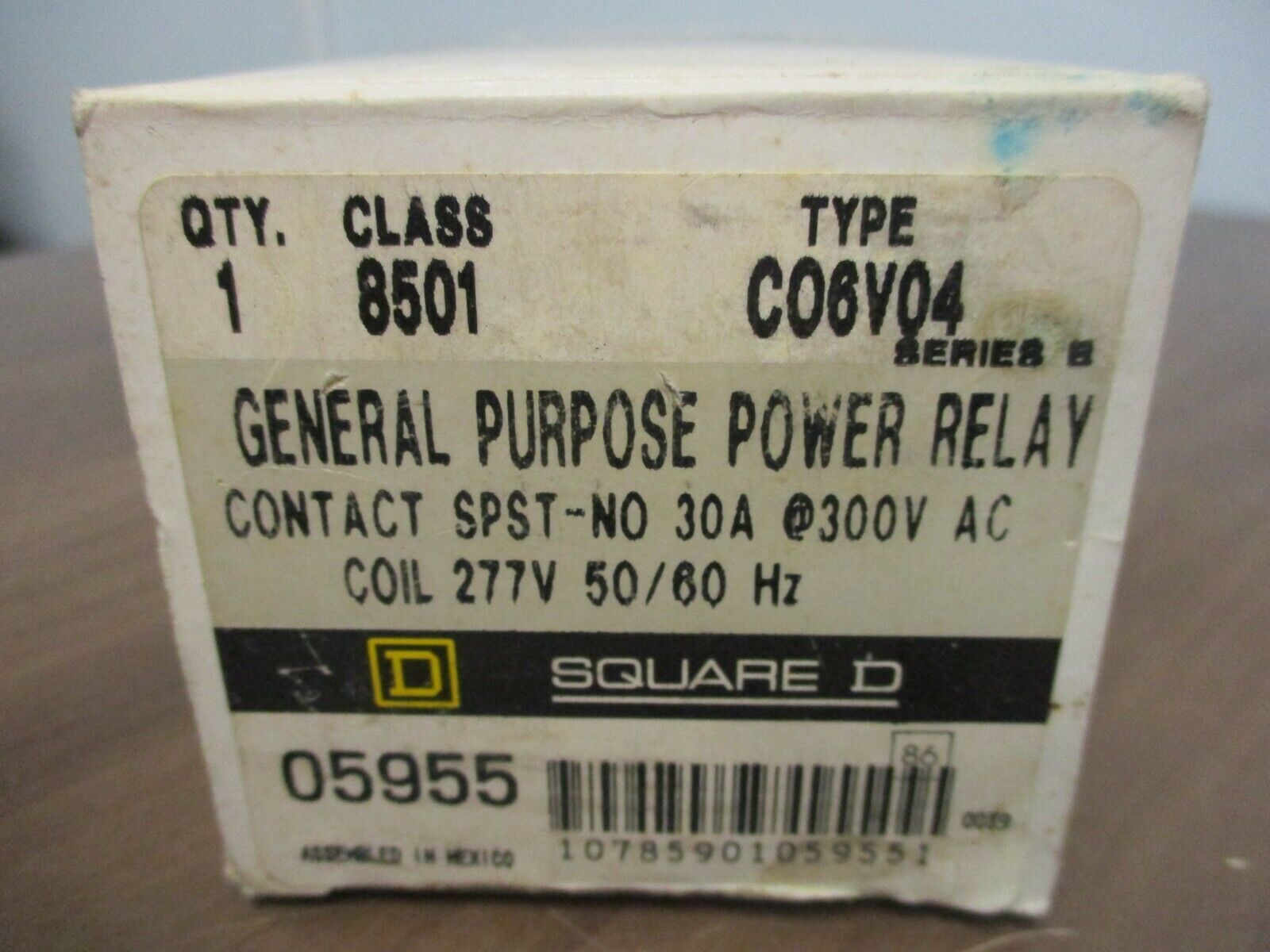 Square D Power Relay 8501 CO6V04 277V Coil New Surplus