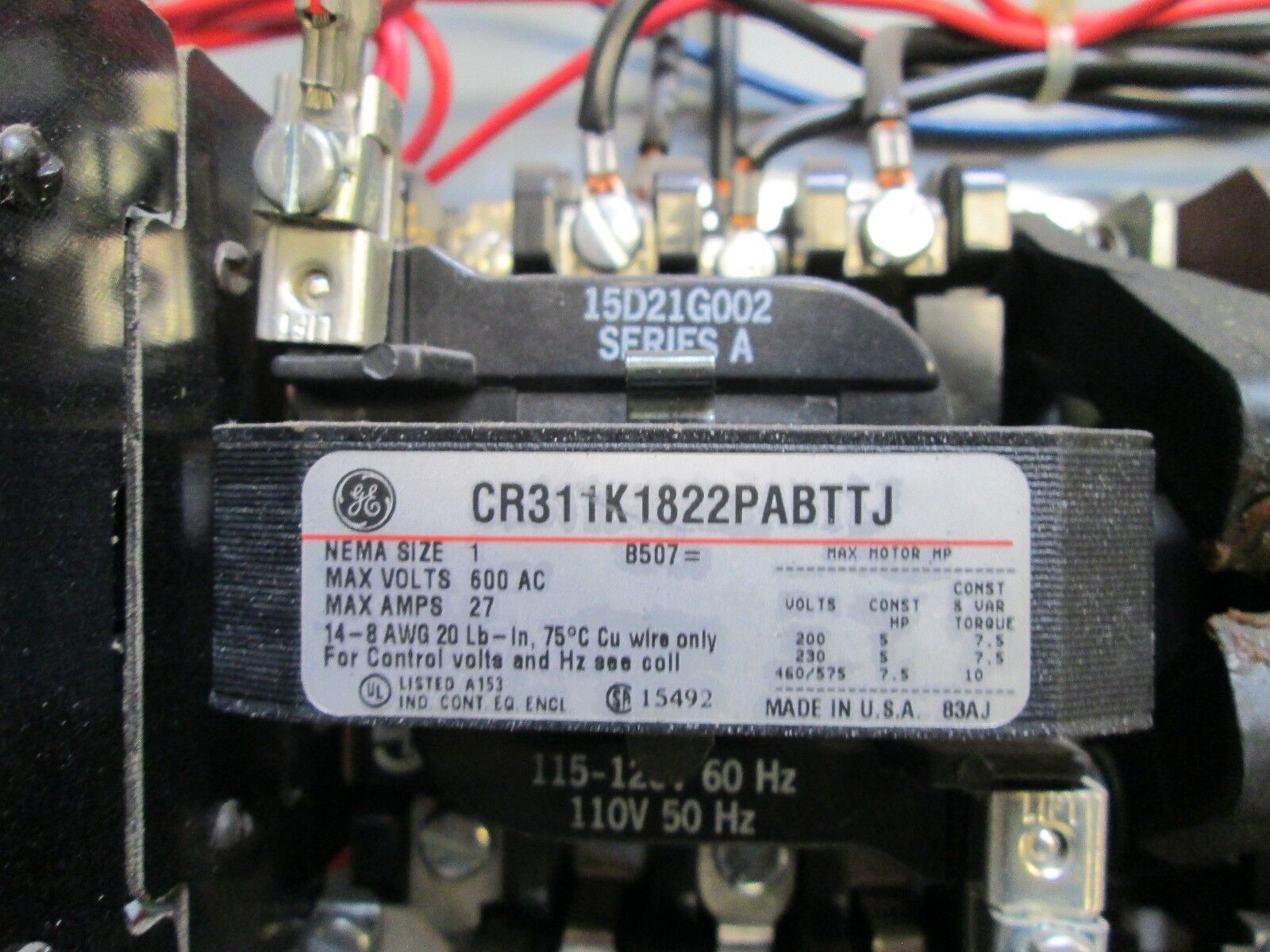 GE Fusible Two Speed Combination CR311K1822PABTTJ 120V Coil Size 1 Nema 1 Enc.