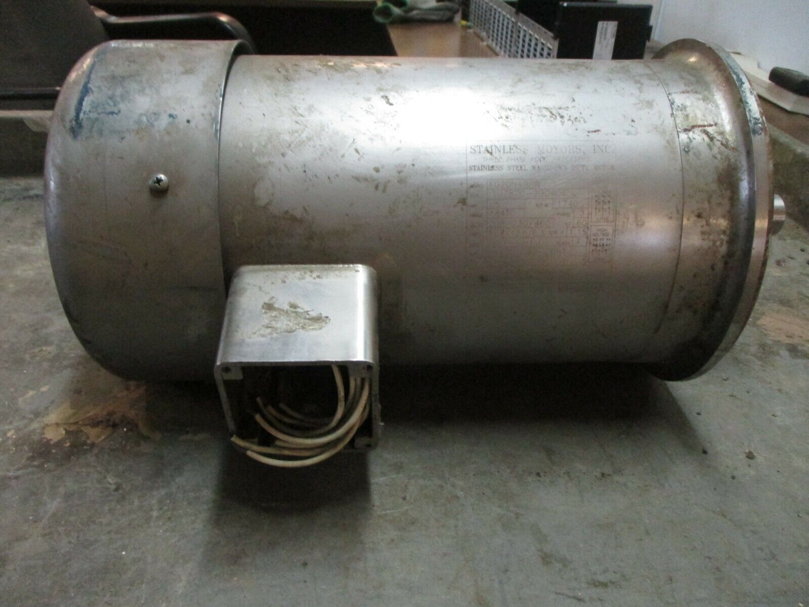 Stainless Motors, Inc. Stainless Steel AC Motor FG2DN4BBW 5HP 1800RPM 3Ph Used