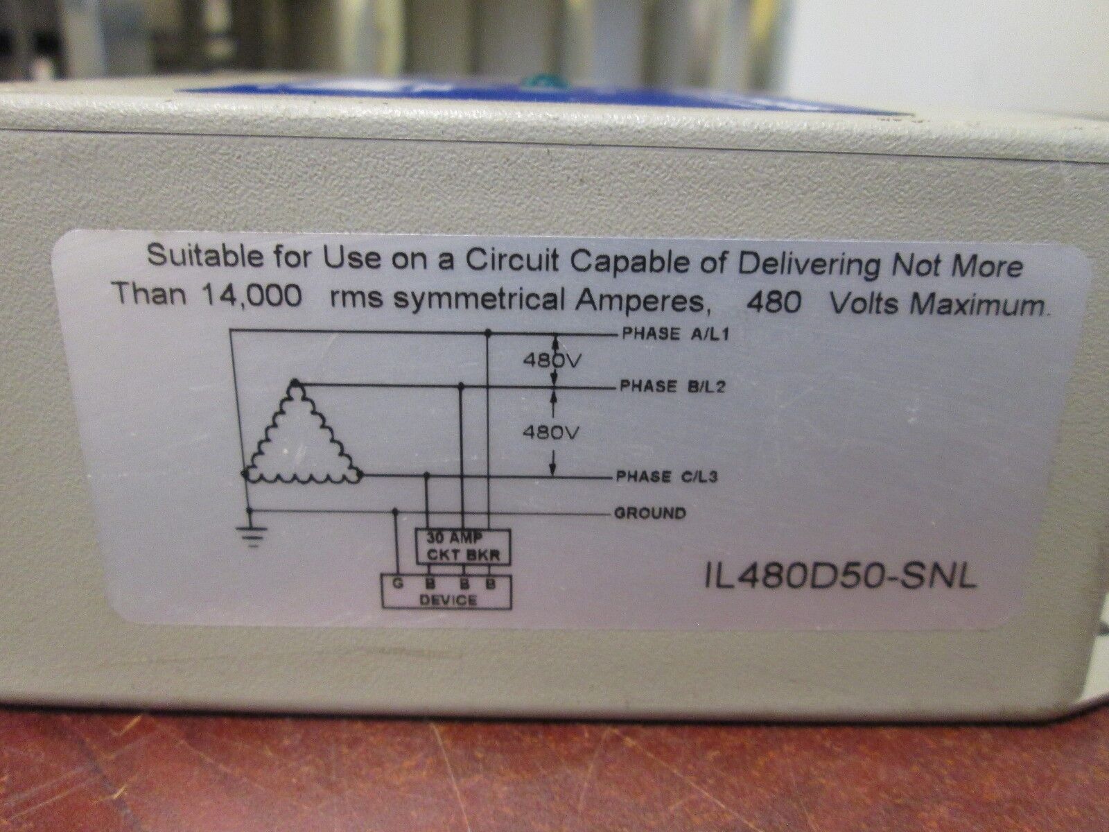 Control Concepts Low Exposure IslaGuard Surge Filter IL480D50-SNL 480V 3Ph Used