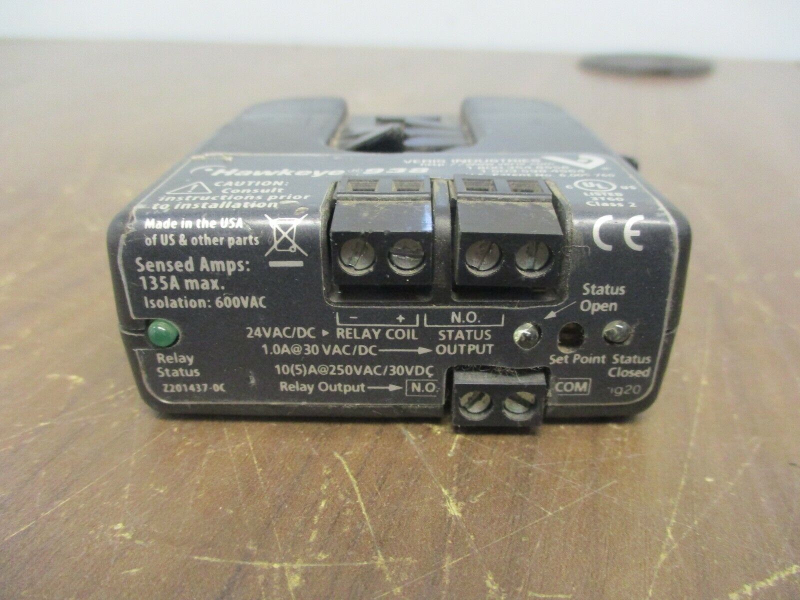 Veris Hawkeye 938 Current Switch Z101437-OC 135A Sensed Used