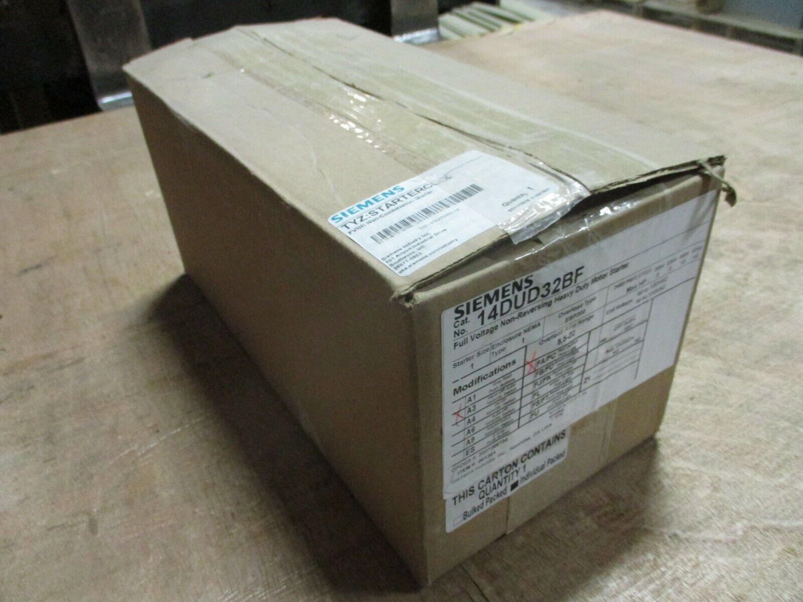 Siemens Enclosed Size 1 Starter 14DUD32BF 120V Coil Trip: 5.5-22A New Surplus