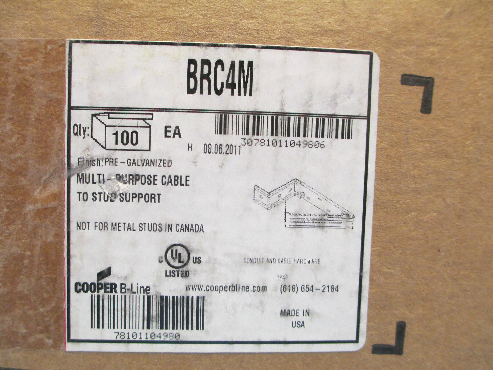 Cooper Cable to Stud Support BRC4M, Aprox 50, New Surplus!