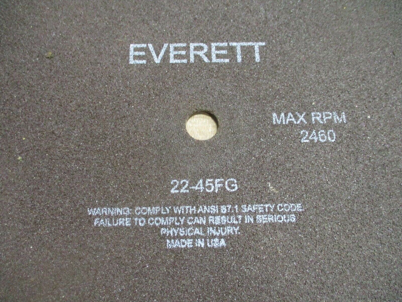 Everett Abrasive Wheel 22-45FG Diameter: 22" New Surplus