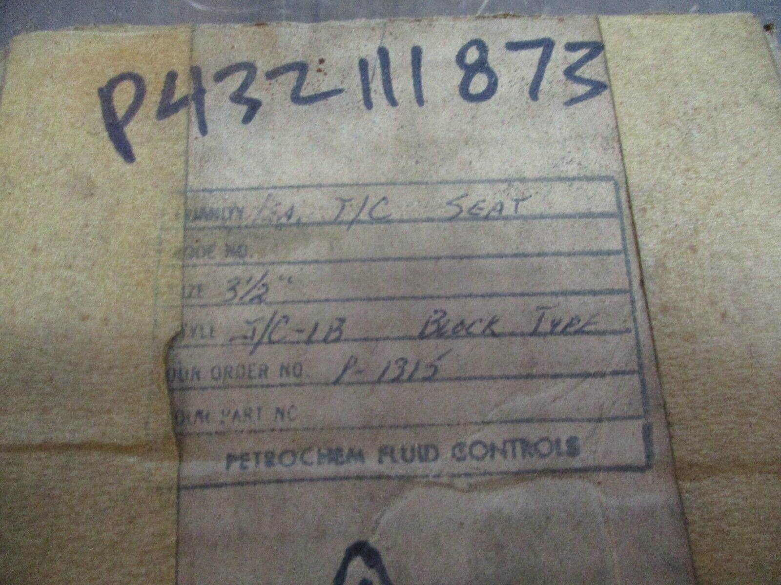 Petrochem J/C Seat J/C-1B Block Type Size: 3 1/2" New Surplus