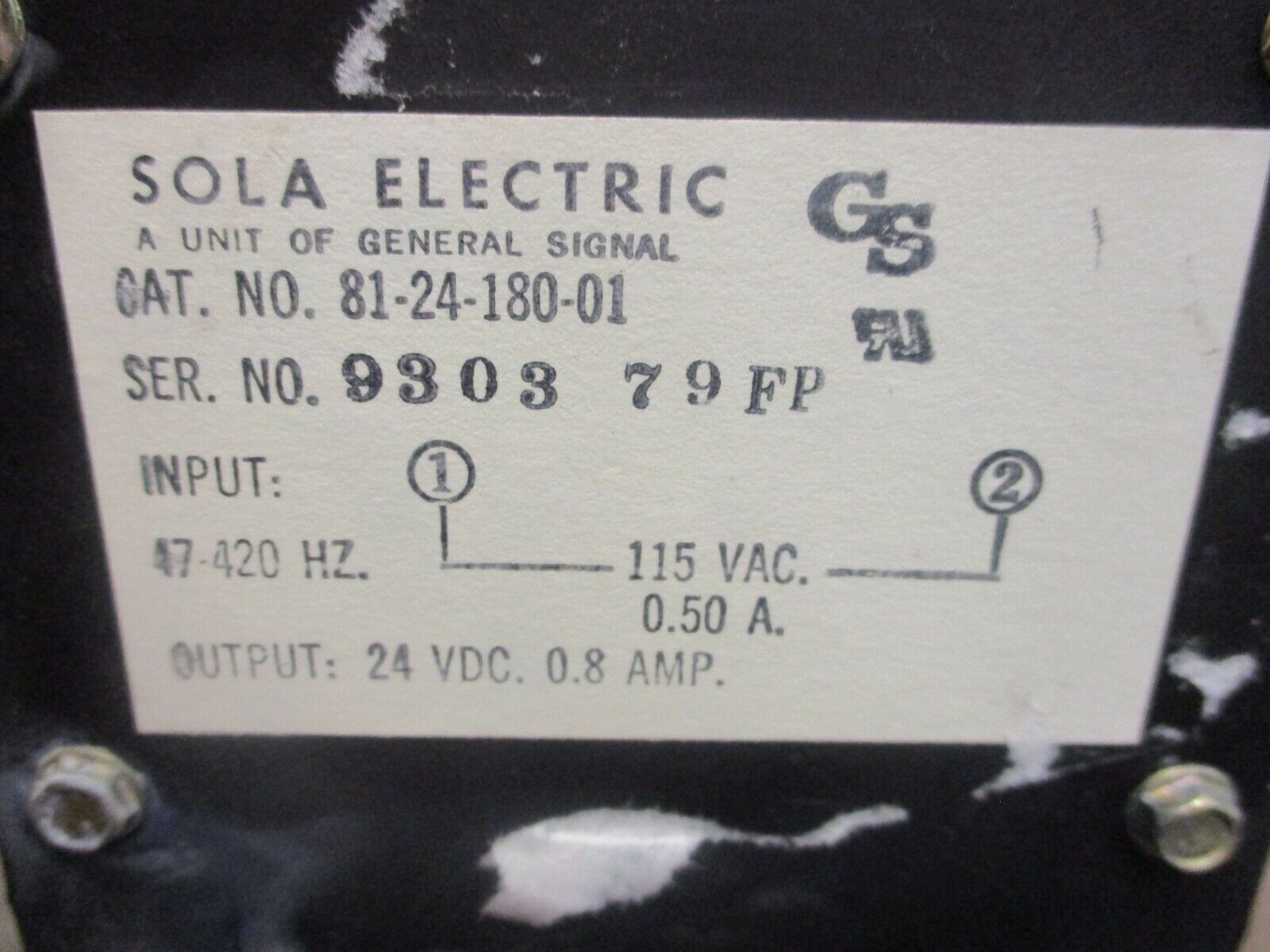 Sola Power Supply 81-24-180-01 Input: 115VAC 0.5A 47-420Hz Used