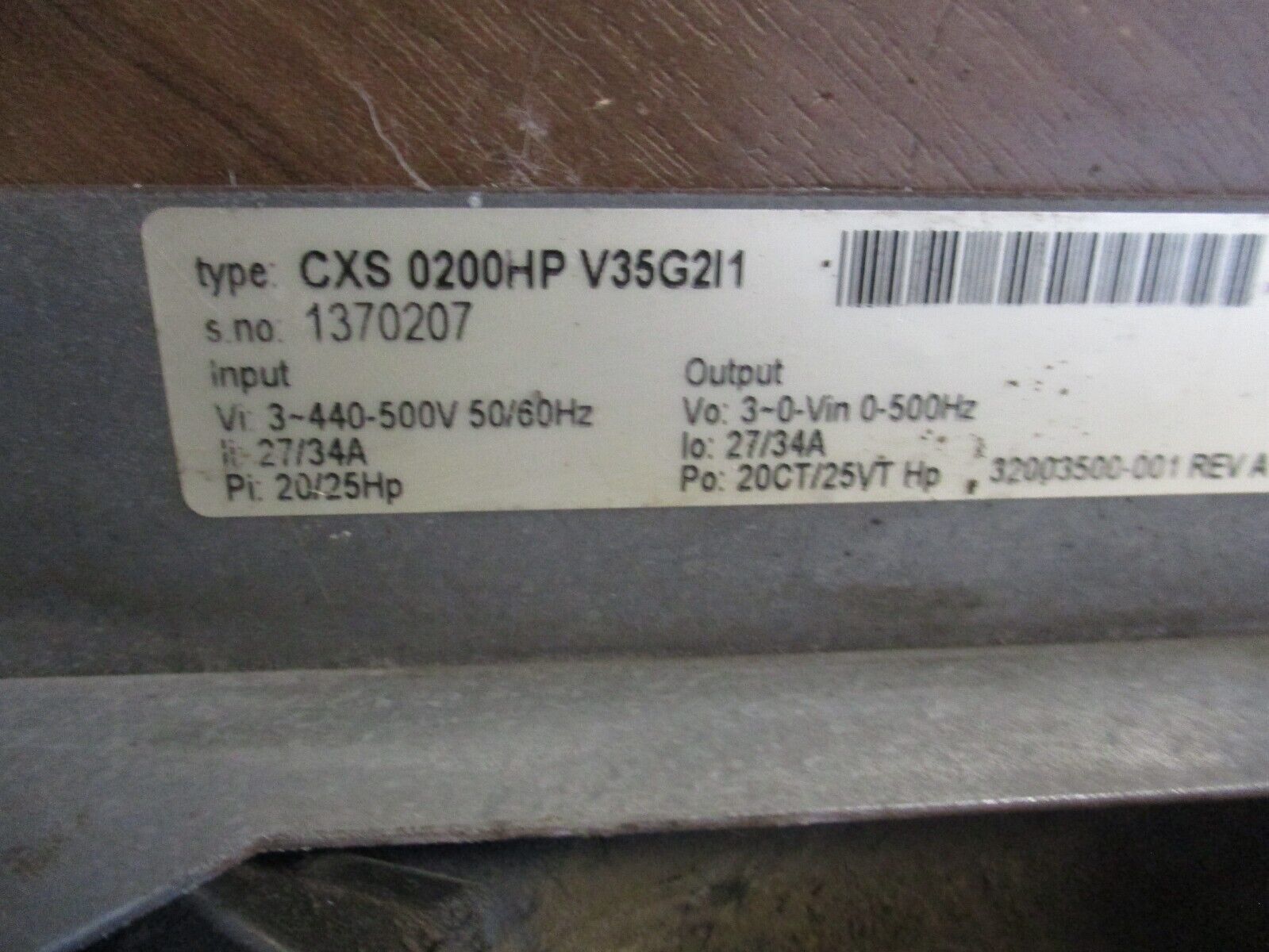 Honeywell AC Drive CXS 0200HP V35G2I1 20HP 3Ph w/ Keypad *Broken Fan* Used