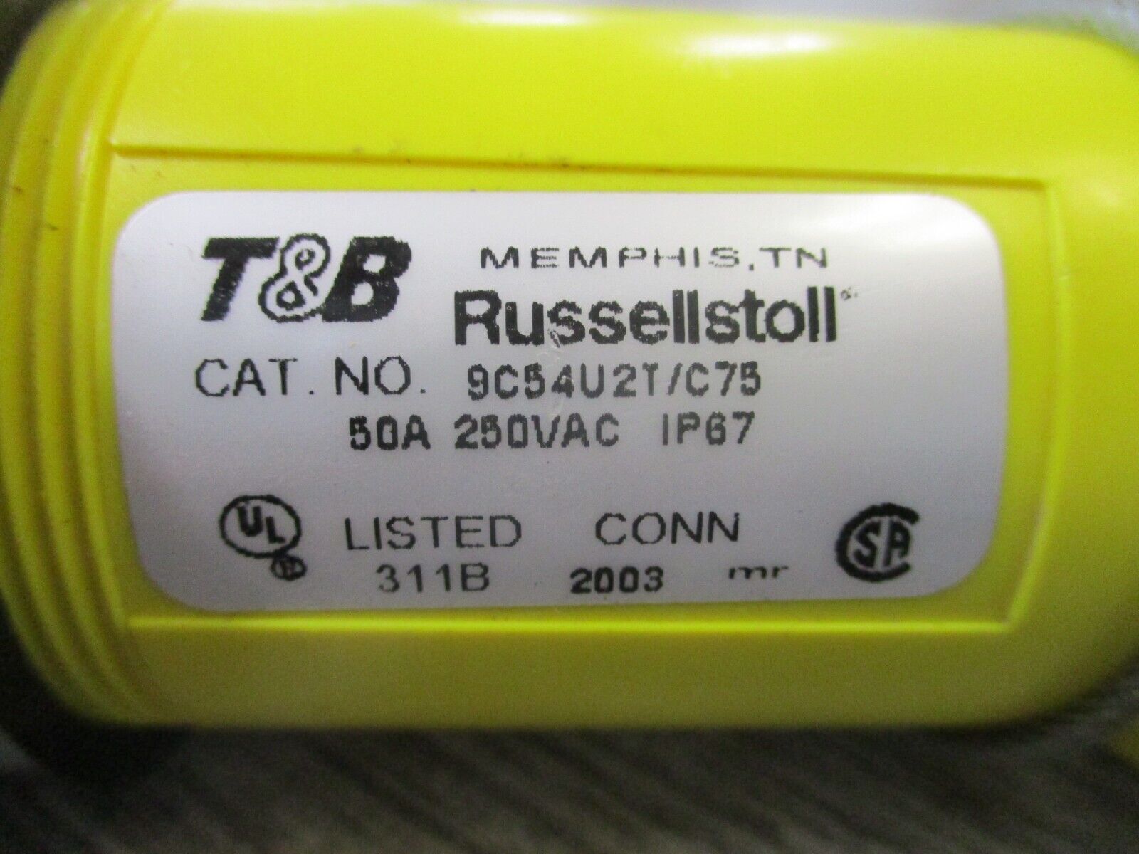 Russellstoll Connector 9C54U2T/C75 50A 250V 3P 4W Used