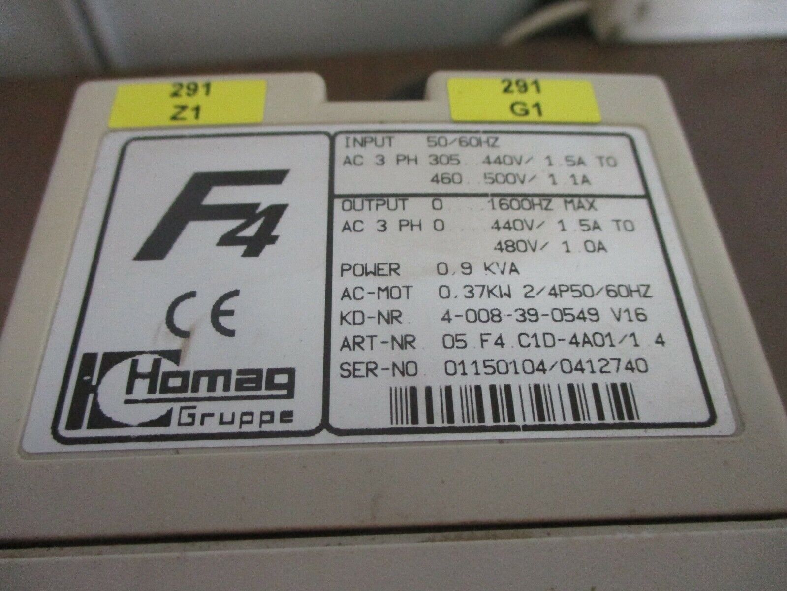 Homag KEB Combivert F4 AC Drive 05.F4.C1D-4A01/1.4 0.37kW/0.5HP 3Ph Used