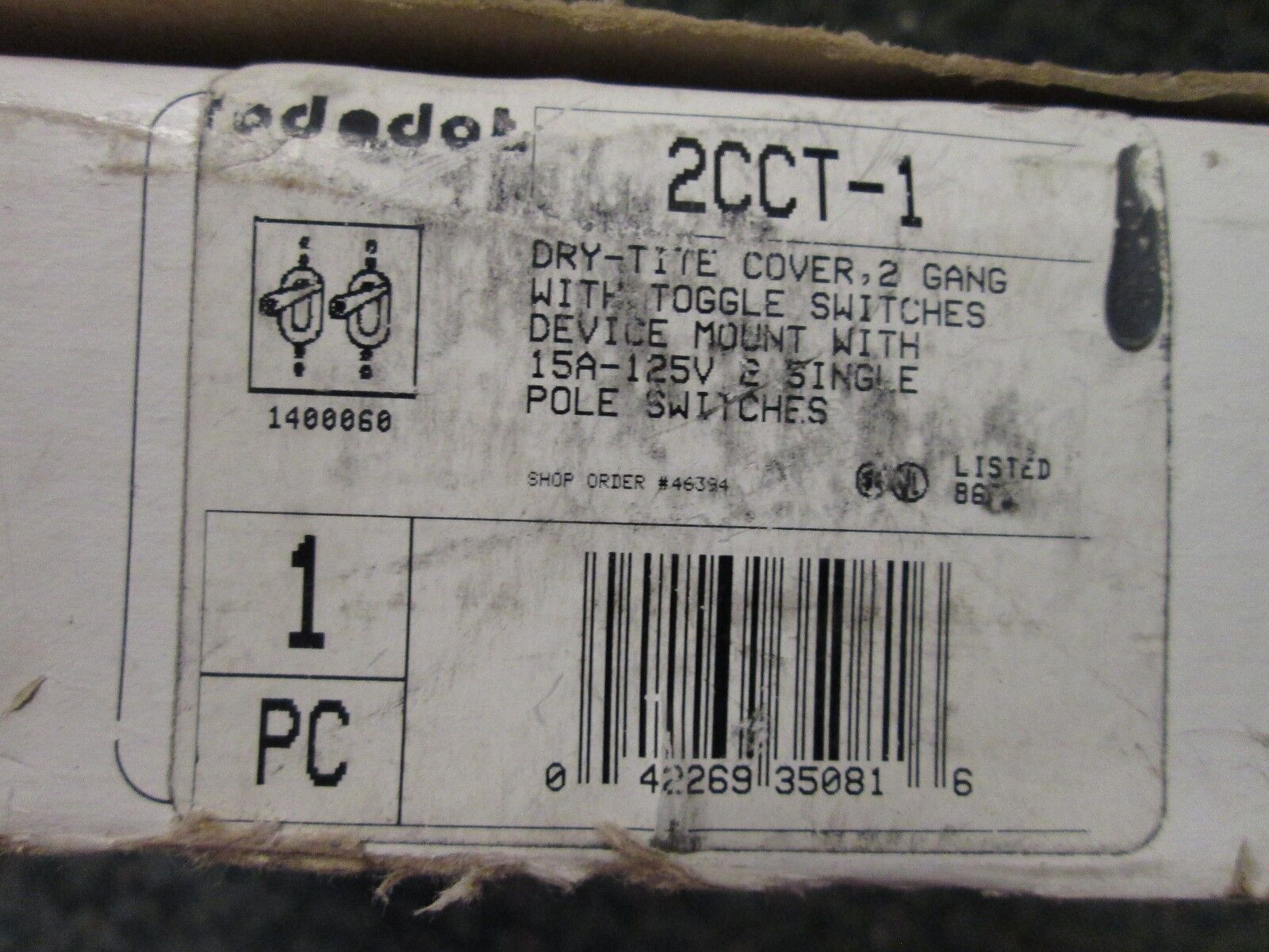 Red Dot Wet Location Cover 2CCT-1 2 Gang w/ Toggle Switch 15A 125V New Surplus