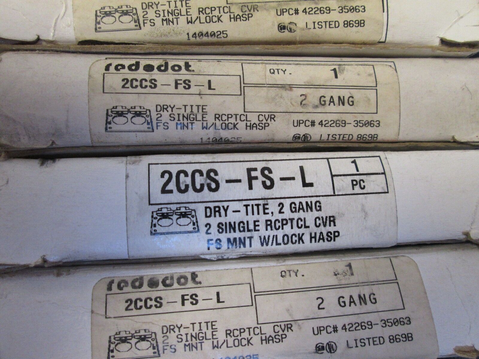 Red Dot Wet Location Gang Cover 2CCS-FS-L 2 Gang *Lot of 4* New Surplus