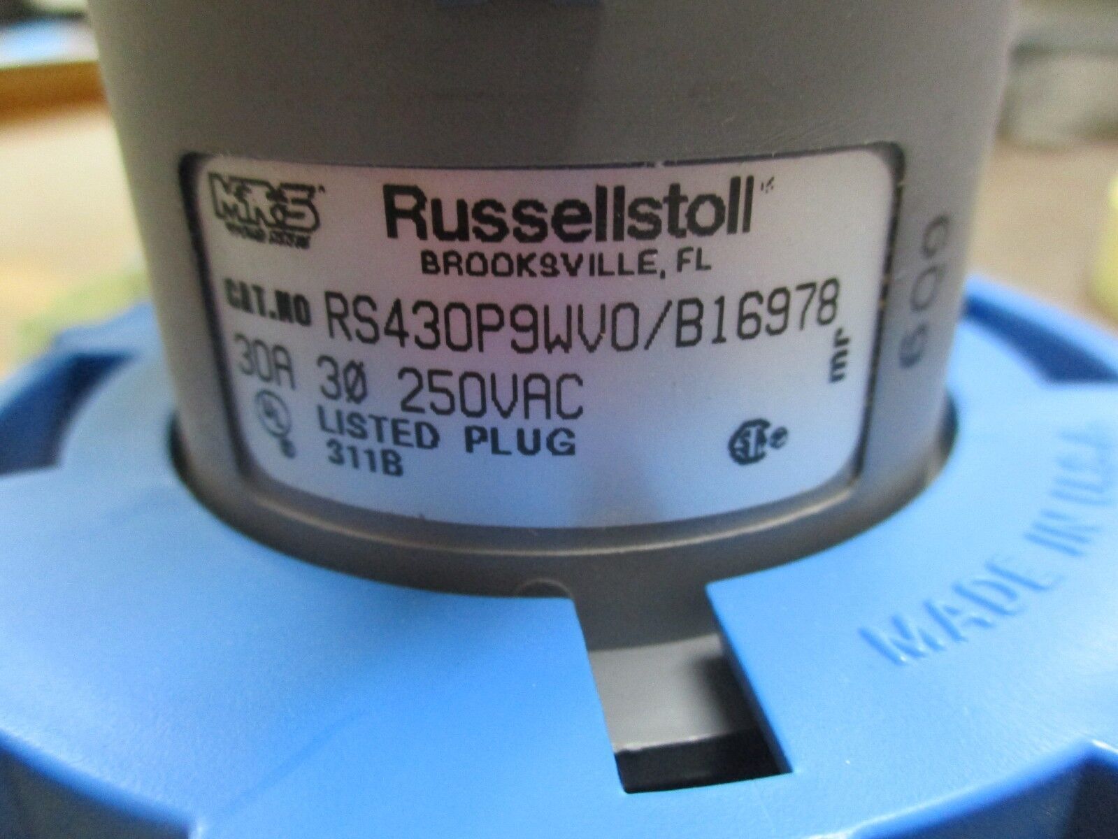 Russellstoll RS430P9WVO / B16978 30A 250V Plug Used