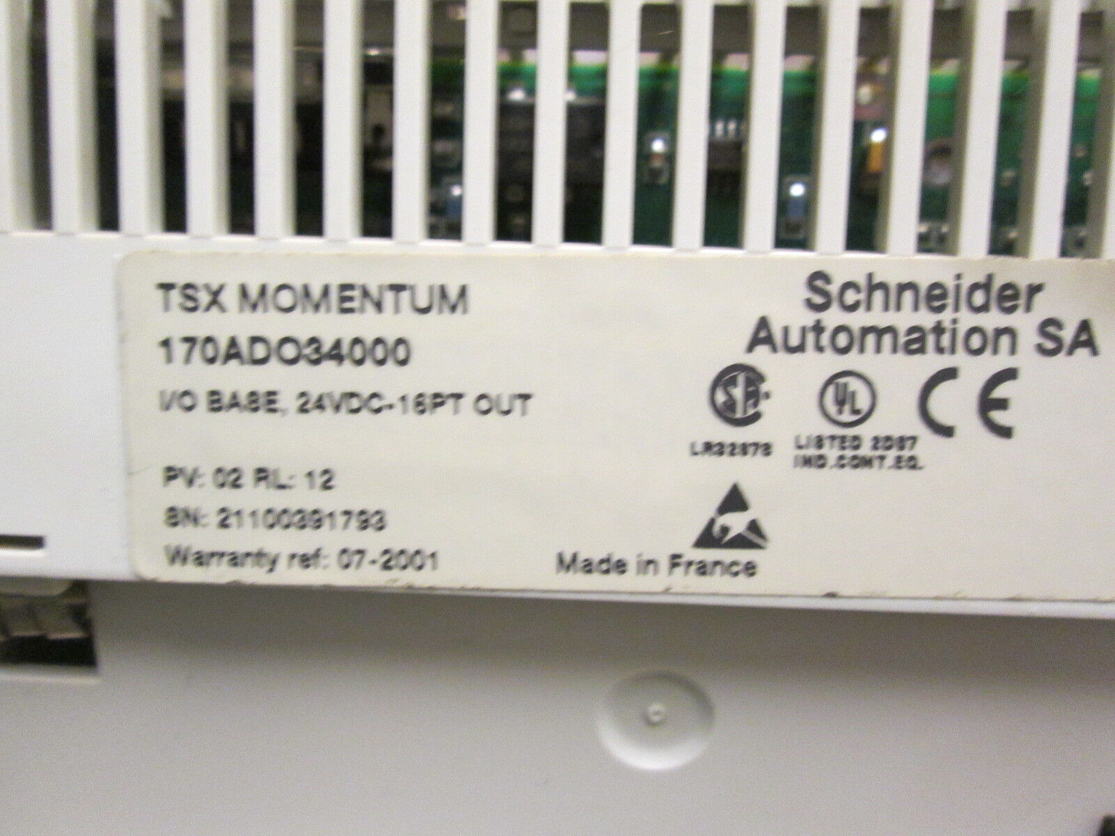 Schneider TSX Momentum Comm Module W/ Base 170PNT11020 PV:03 RL:79 SV:01.01 Used
