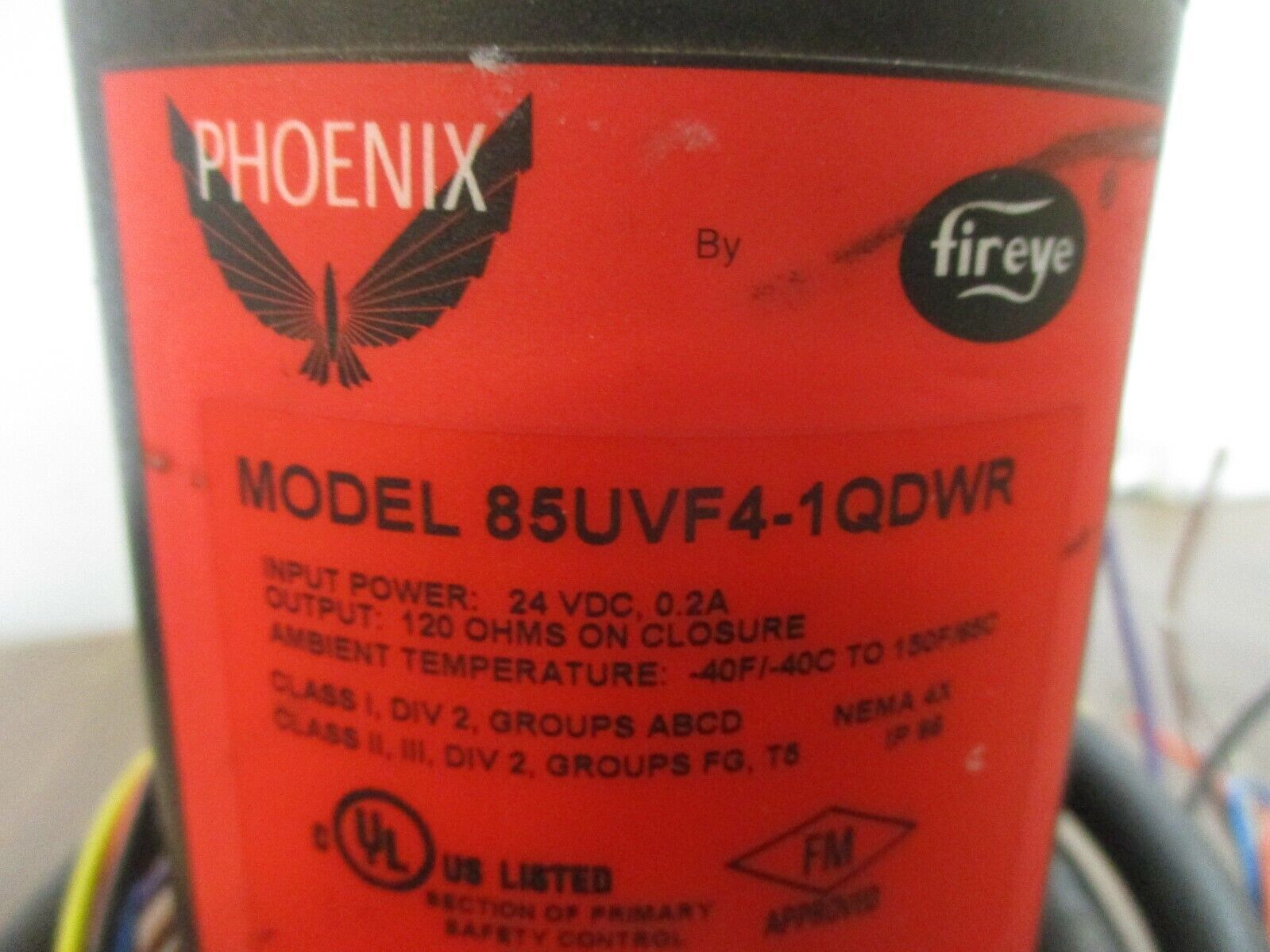 Fireye Phoenix Integrated Flame Scanner 85UVF4-1QDWR Nema 4X Used