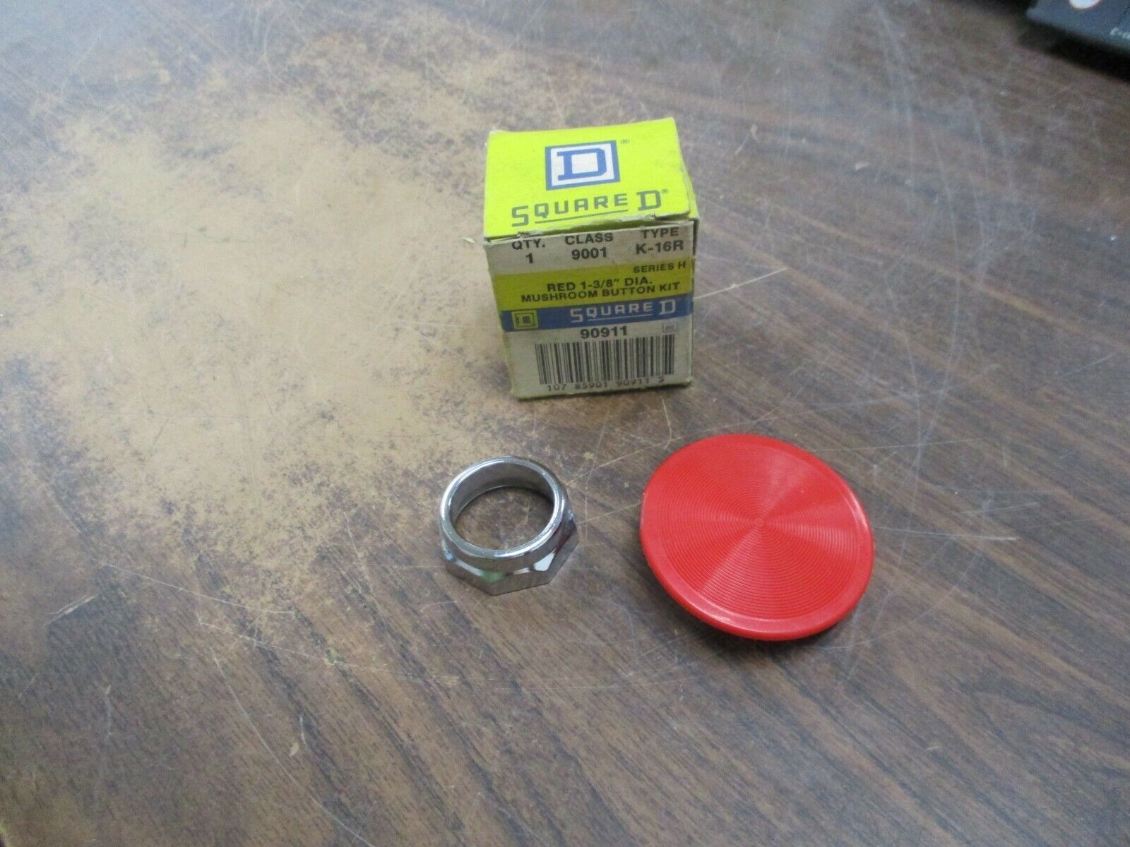 Square D Mushroom Button Kit 9001 K-16R Ser. H 1-3/8" Red New Surplus