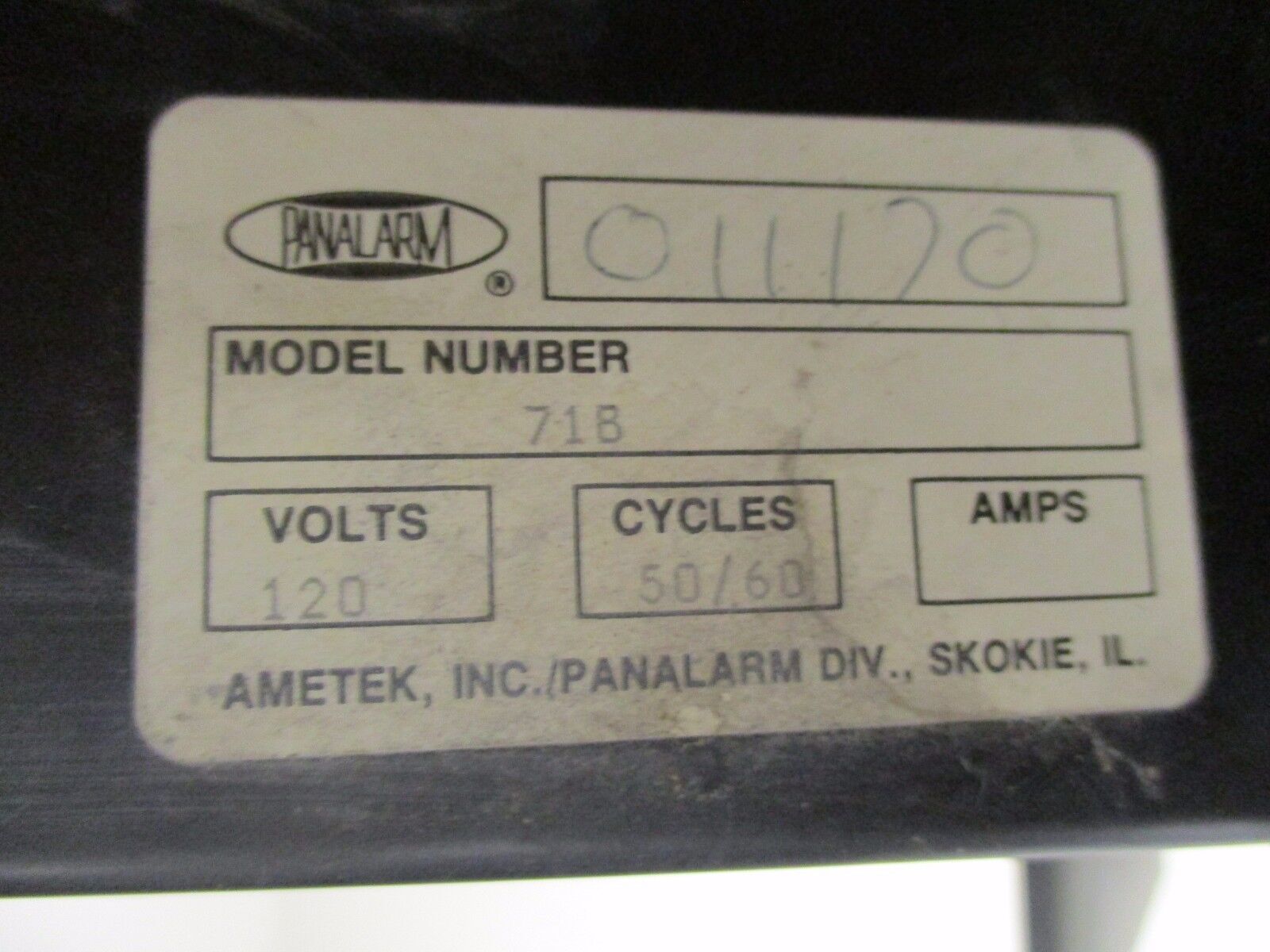 Panalarm Annunciator 71B 120V 50/60Hz Used