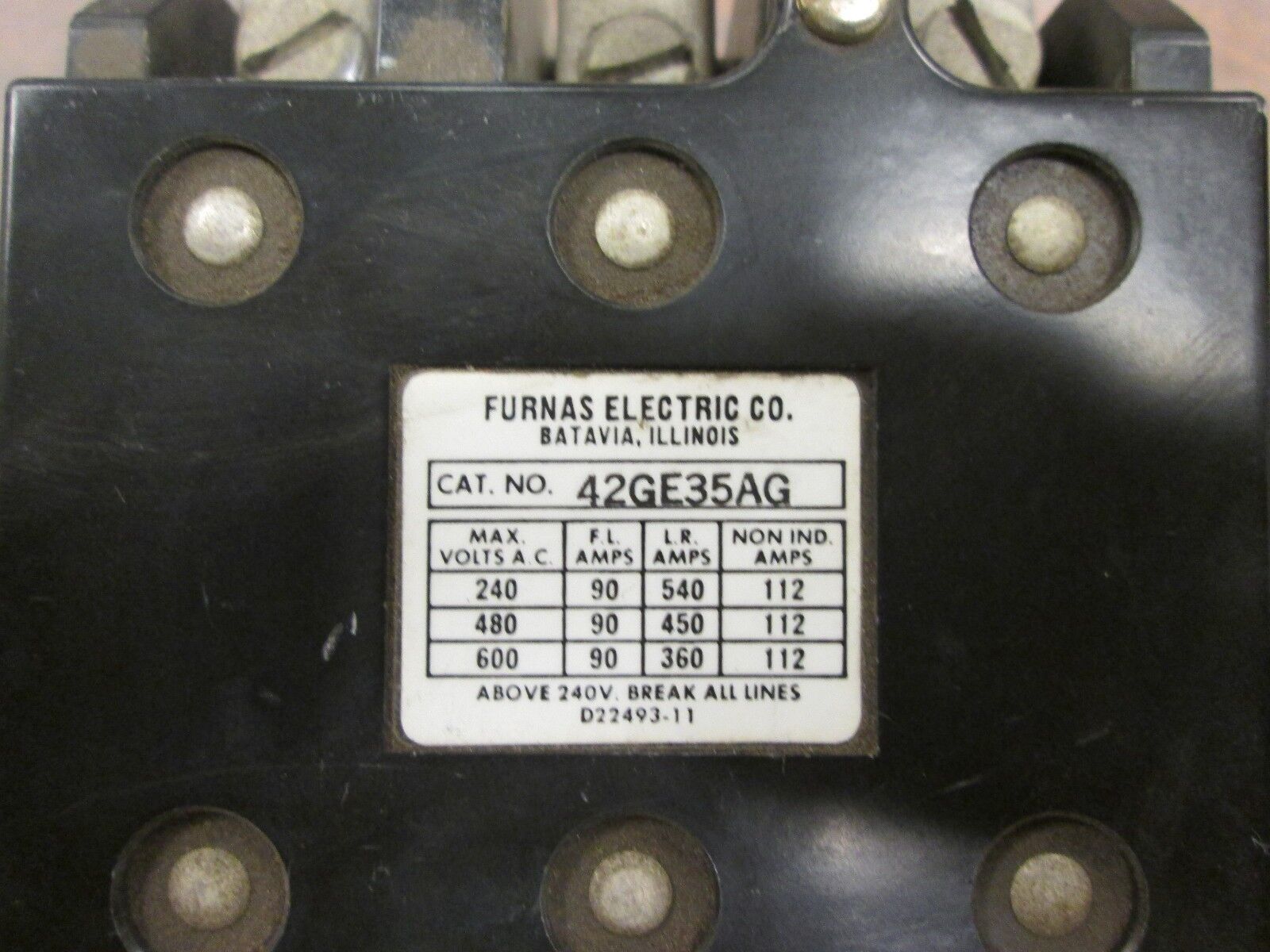 Furnas Contactor 42GE35AG 110-120v Coil Used