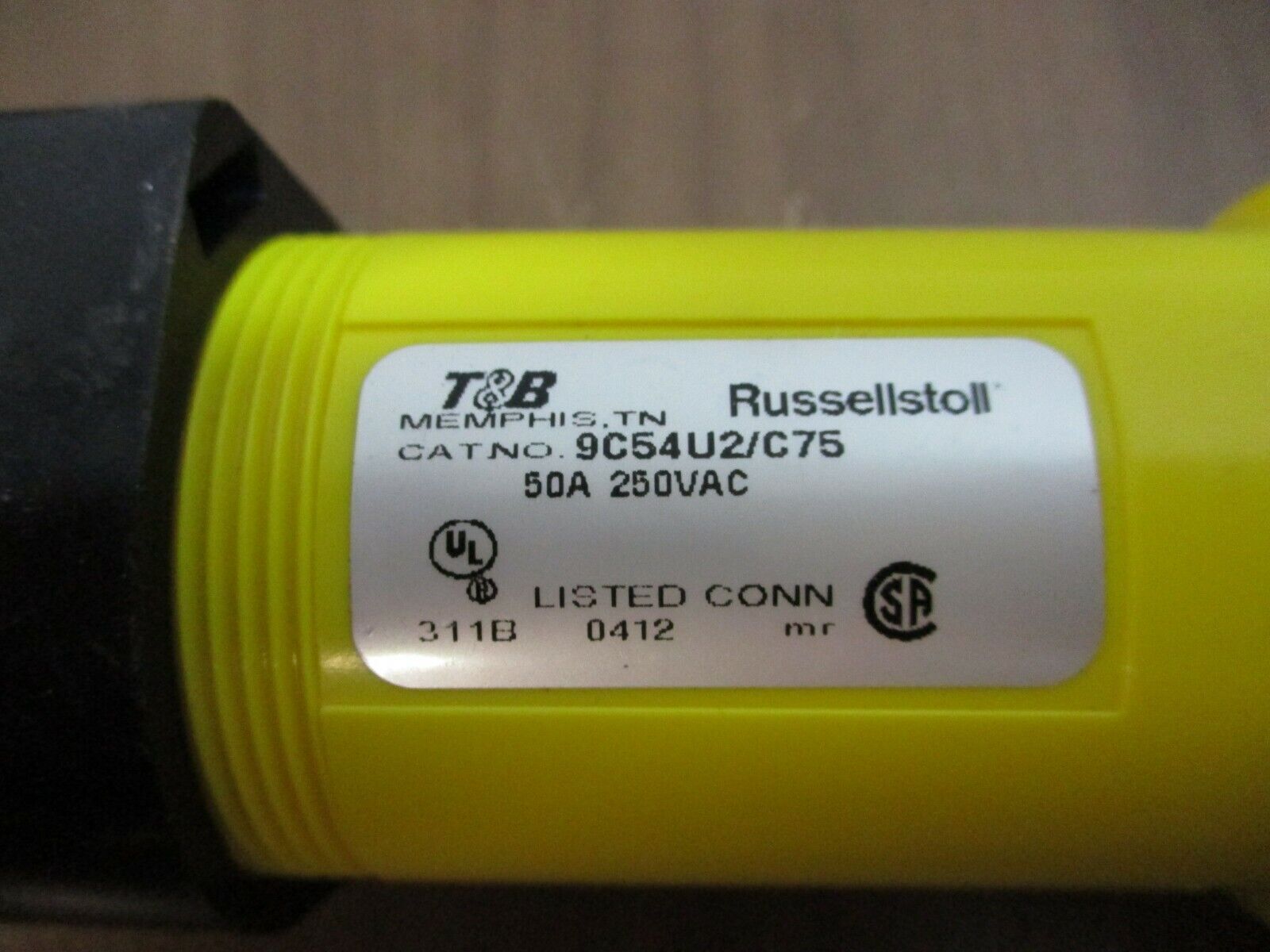 Russellstoll Connector 9C54U2/C75 50A 250VAC 4W *Open End* Used