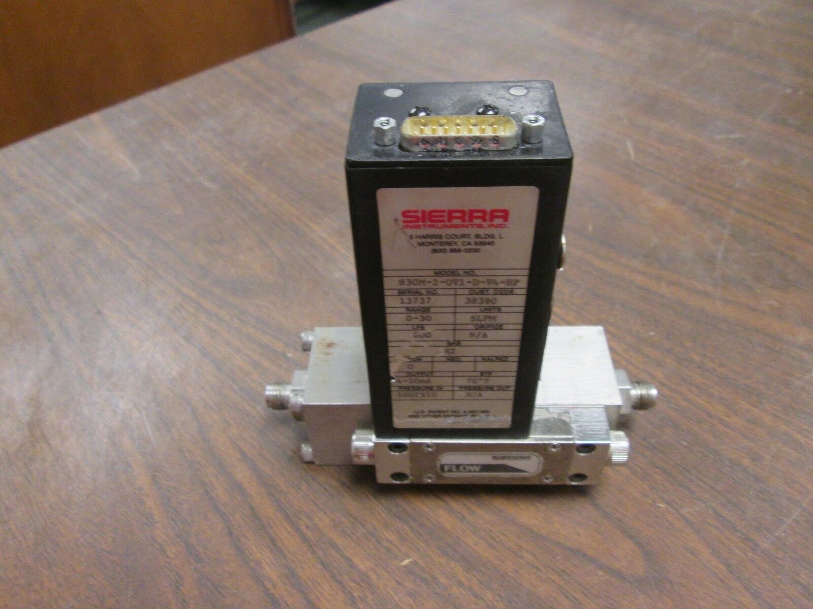 Sierra Solid State Flowmeter 830M-2-OV1-D-V4-HP Range: 0-30 Output: 4-20mA Used