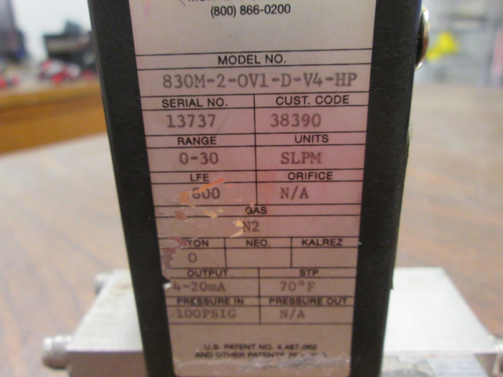 Sierra Solid State Flowmeter 830M-2-OV1-D-V4-HP Range: 0-30 Output: 4-20mA Used