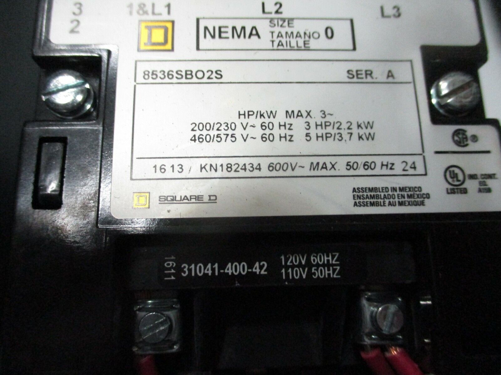 Square D Non-Fusible Size 0 Combination 8538SBG11V81CFF4P51T 120V Coil Used