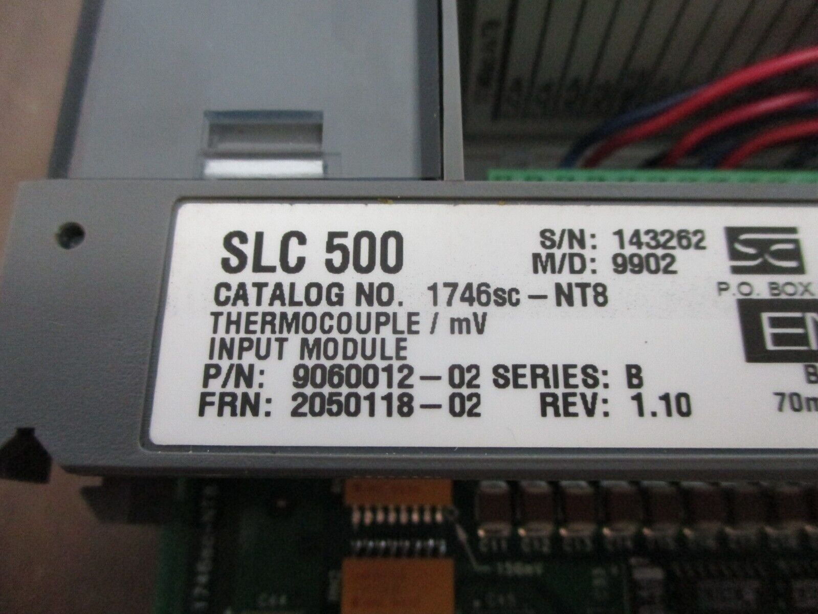 Spectrum Controls SLC 500 Thermocouple / mV Input Module 1746sc-NT8 Ser. B Used