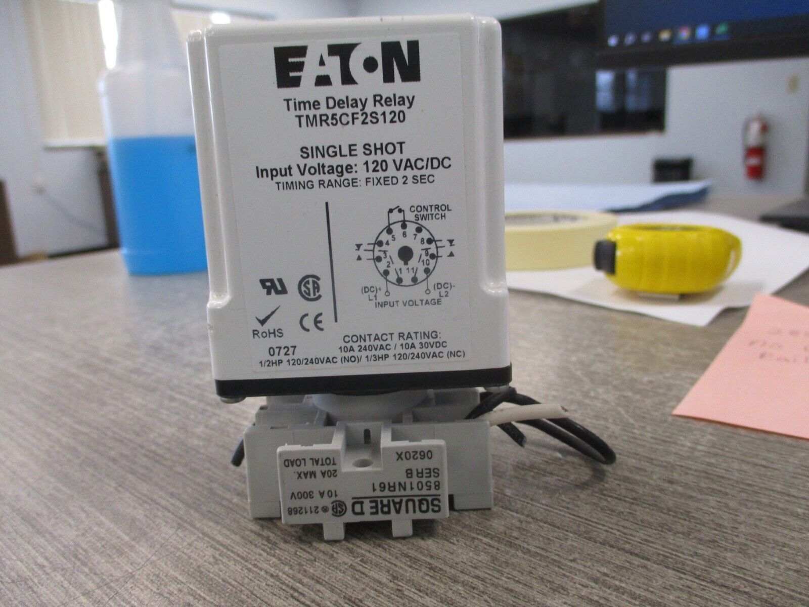 Eaton Time Delay Relay TMR5CF2S120 120V AC/DC Delay: Fixed 2 Sec w/ Base Used