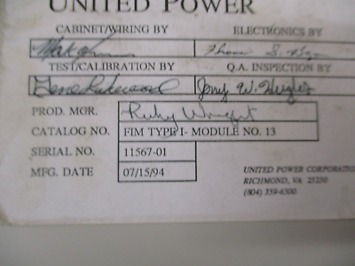 United Power Focus Interface Module FIM TYPE I-MODULE NO. 13 Used
