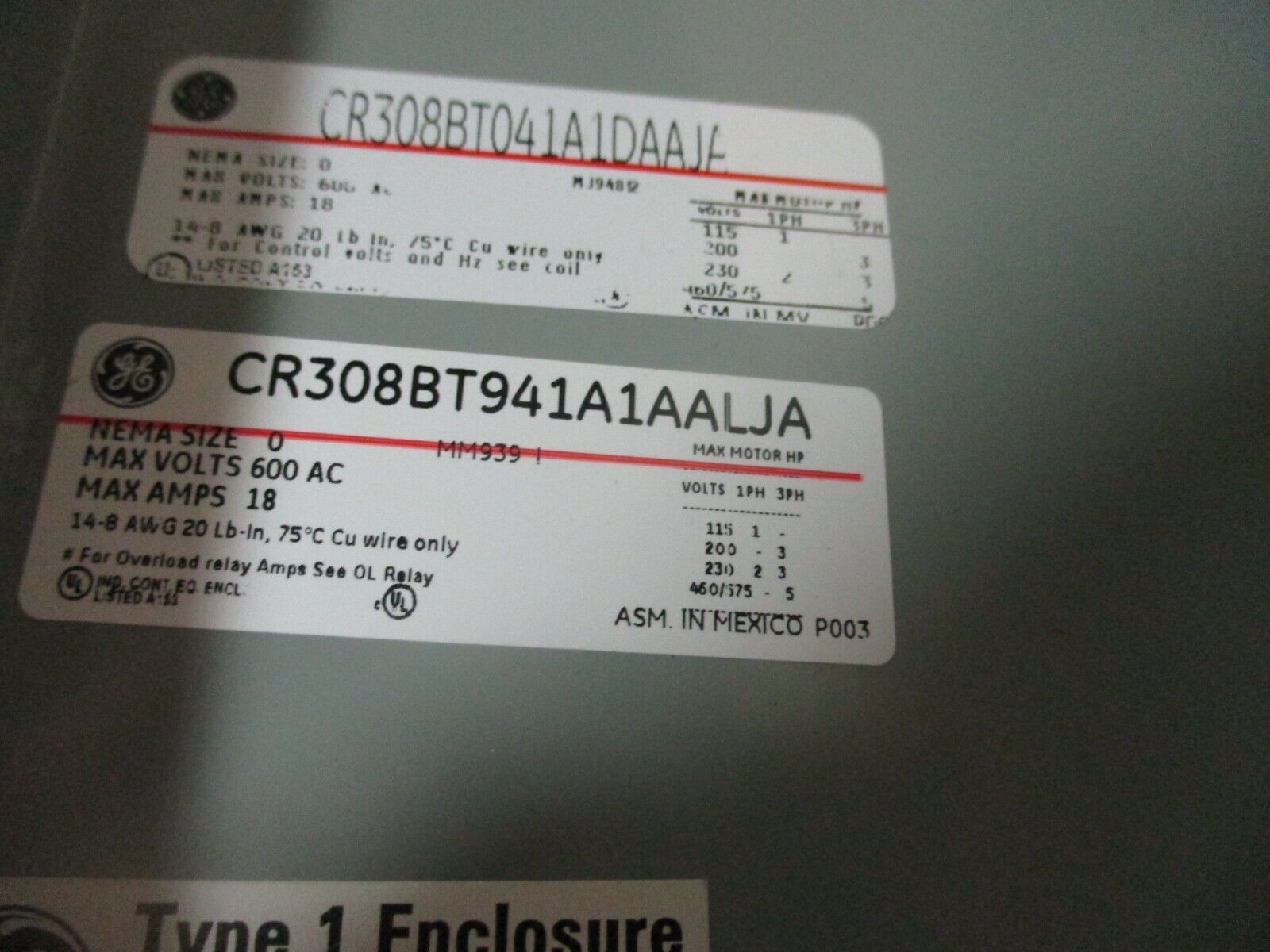 GE Non-Fusible Size 0 Combination CR308BT041A1DAAJA 460-480V Coil New Surplus