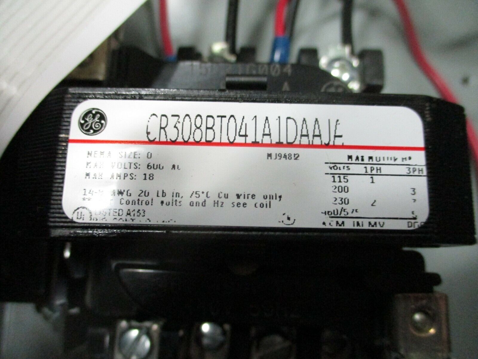 GE Non-Fusible Size 0 Combination CR308BT041A1DAAJA 460-480V Coil New Surplus