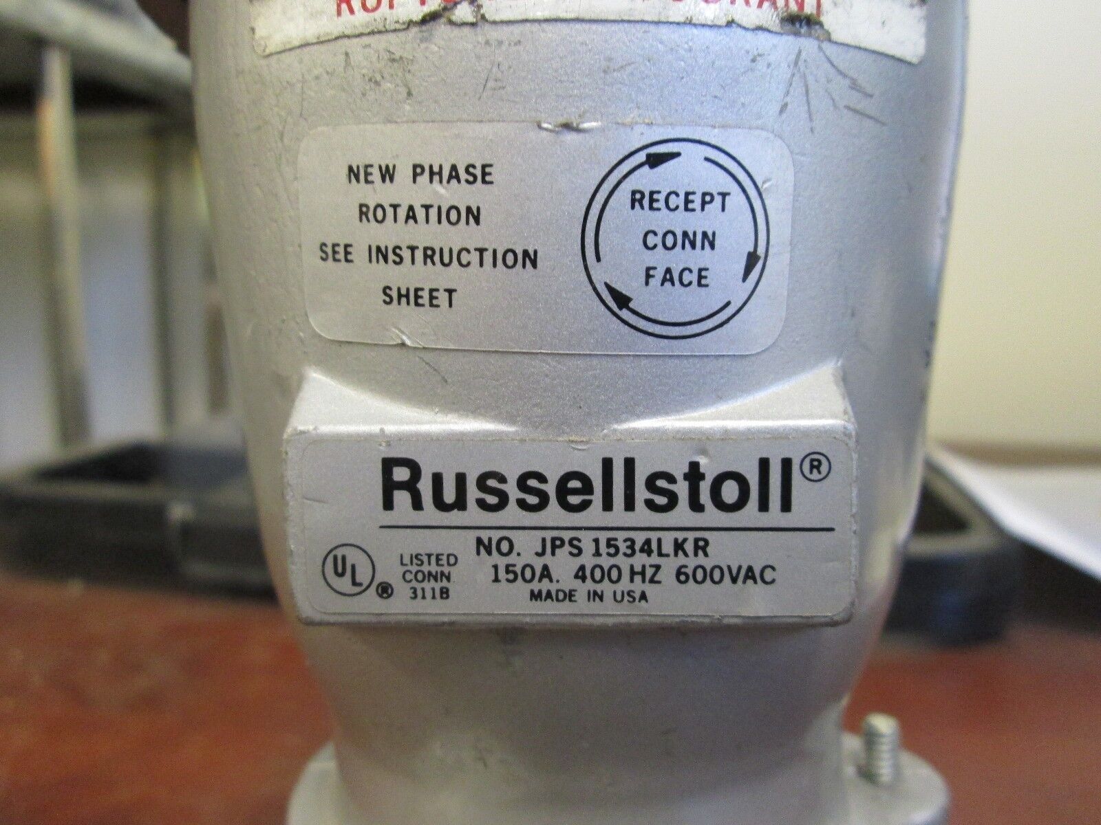 Russellstoll Connector JPS1534LKR 150A 600V 3P 4W Used