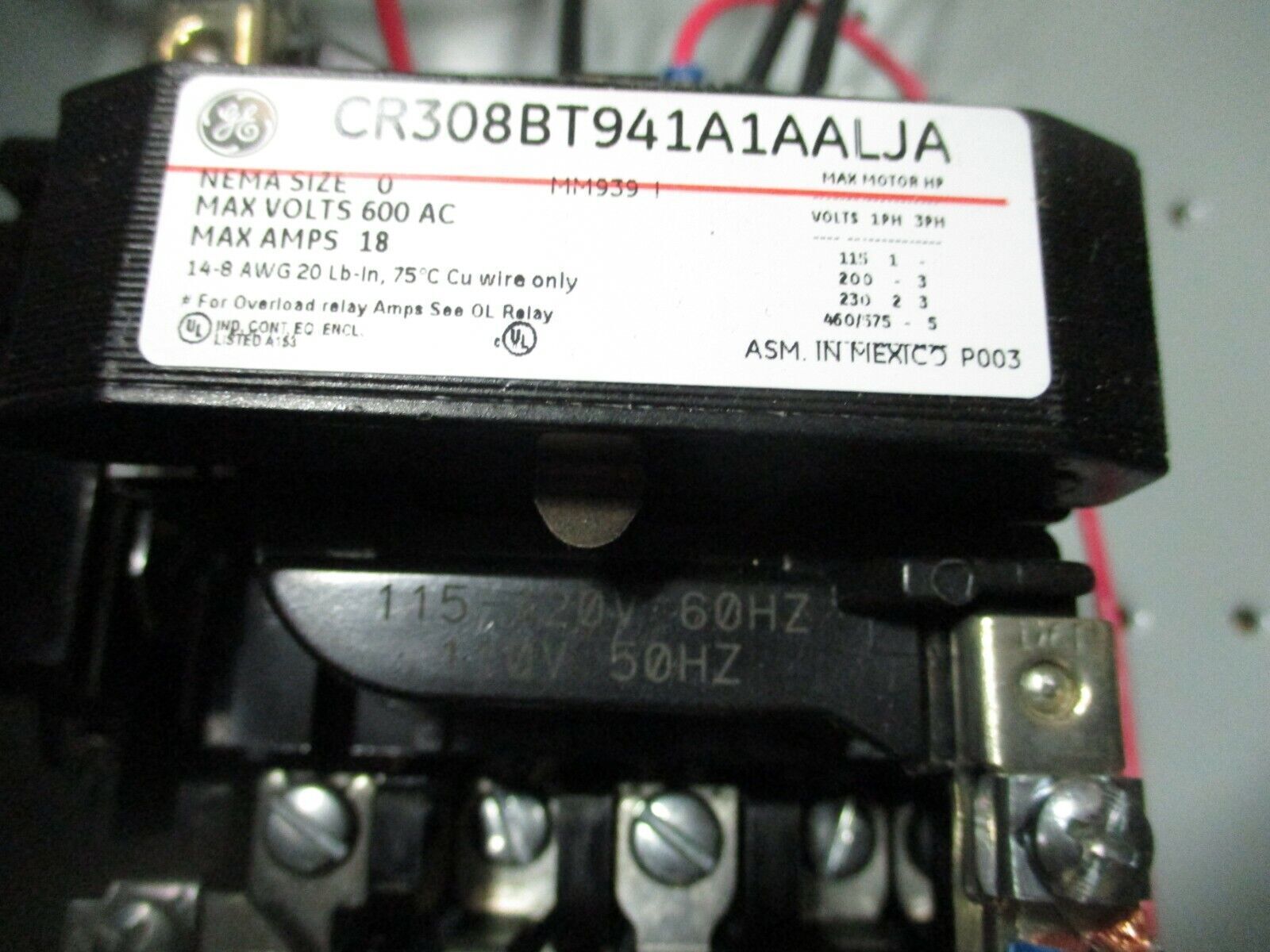 GE Non-Fusible Size 0 Combination CR308BT041A1DAAJA 115-120V Coil New Surplus