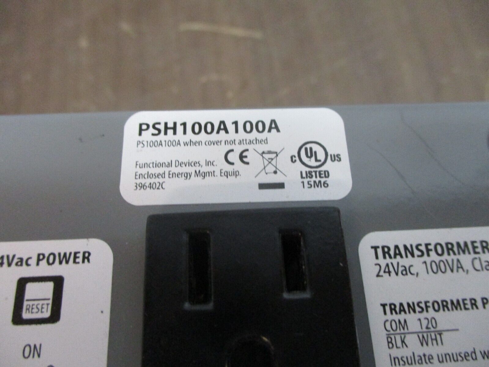 Functional Devices Inc. RIB Power Supply PSH100A100A 24V 100VA Used