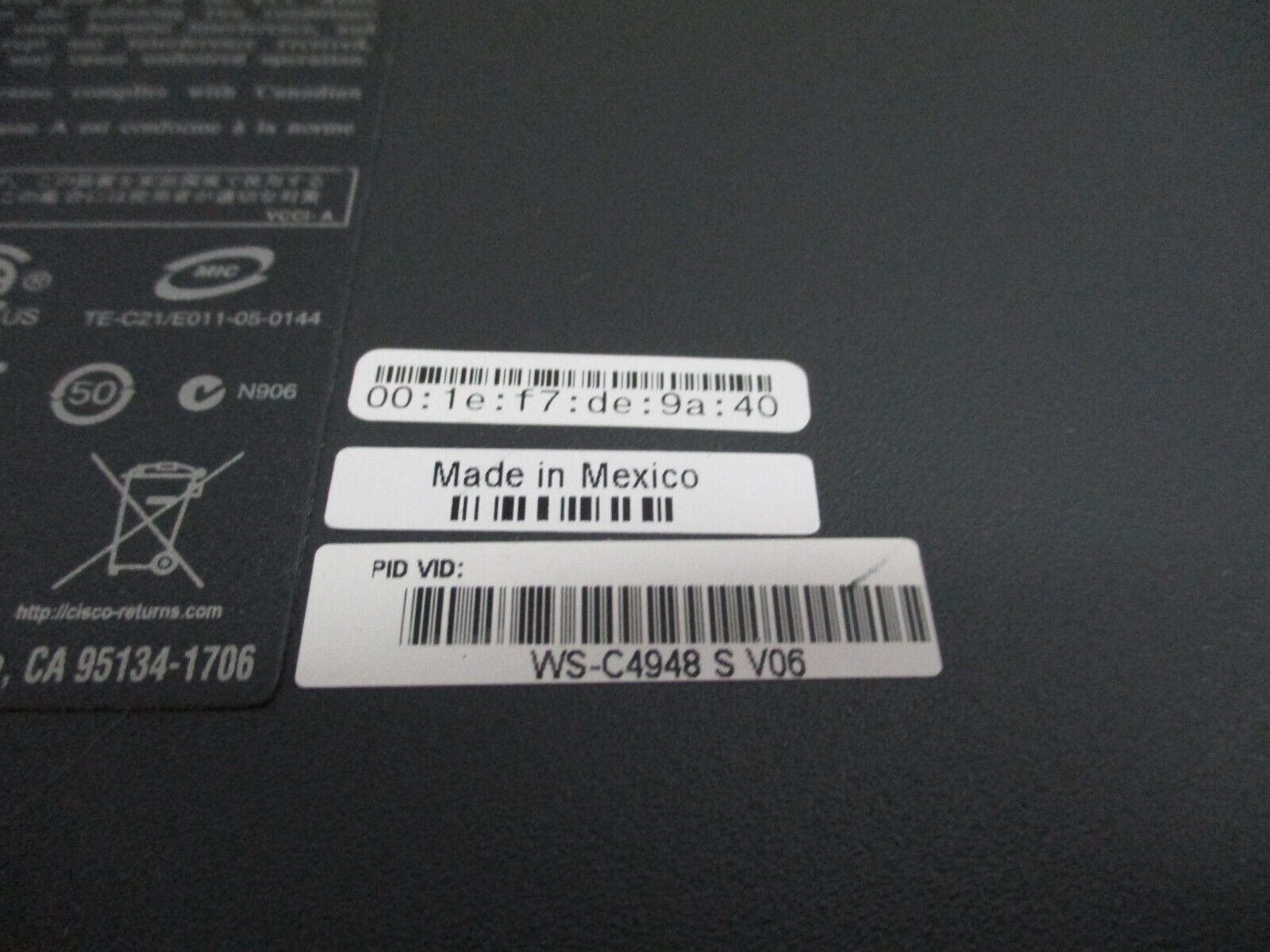 Cisco Catalyst 4948 48-Port Switch WS-C4948 S V06 (48) Gigabit Ports Used