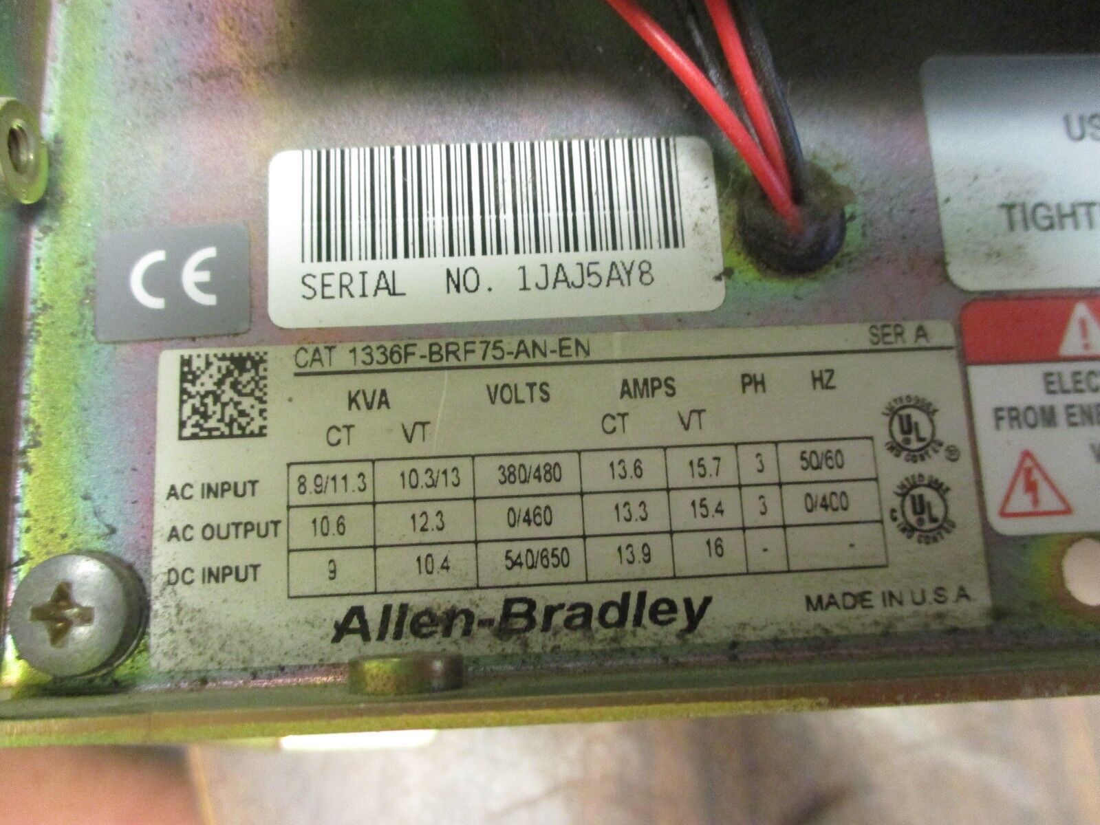 Allen-Bradley 1336 Plus II 1336F-BRF75-AN-EN 7.5HP *No Cover* Used