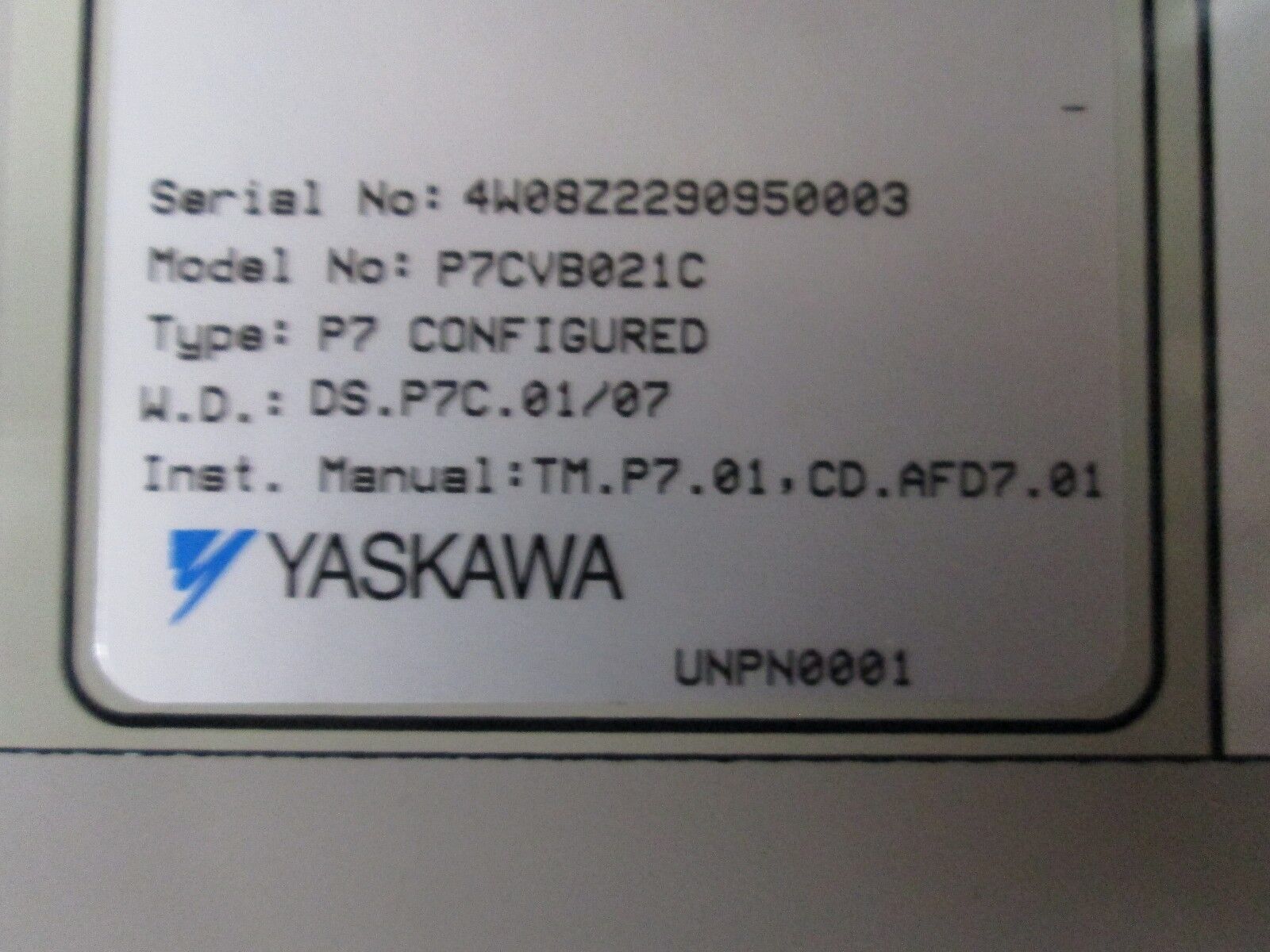 Yaskawa AC Drive w/Disconnect CIMR-97U4011 21KVA In: 480V 25.7A Out: 0-460V 21A