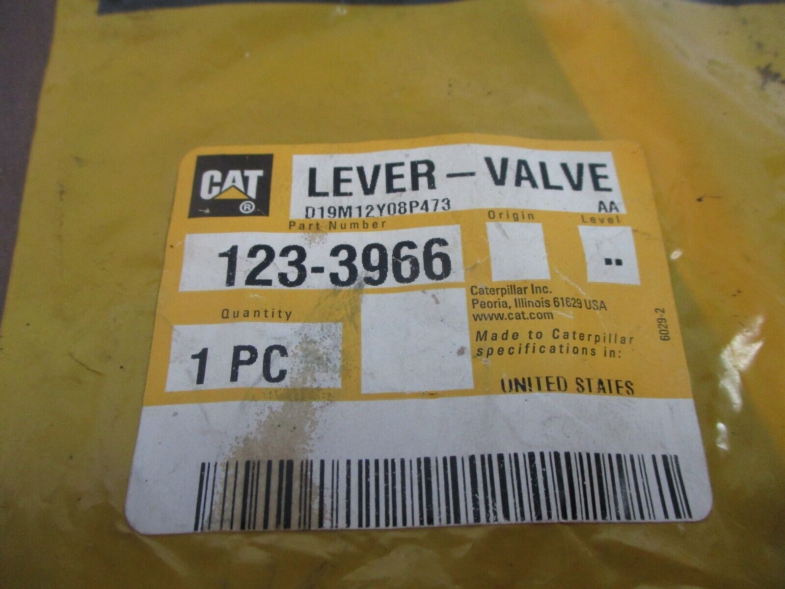 CAT Valve Lever 123-3966 New Surplus
