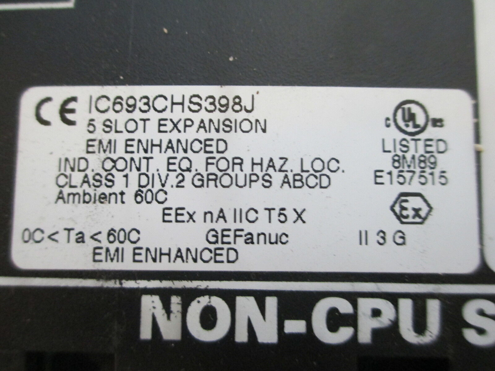 GE Fanuc 5 Slot Expansion Base IC693CHS398J Used