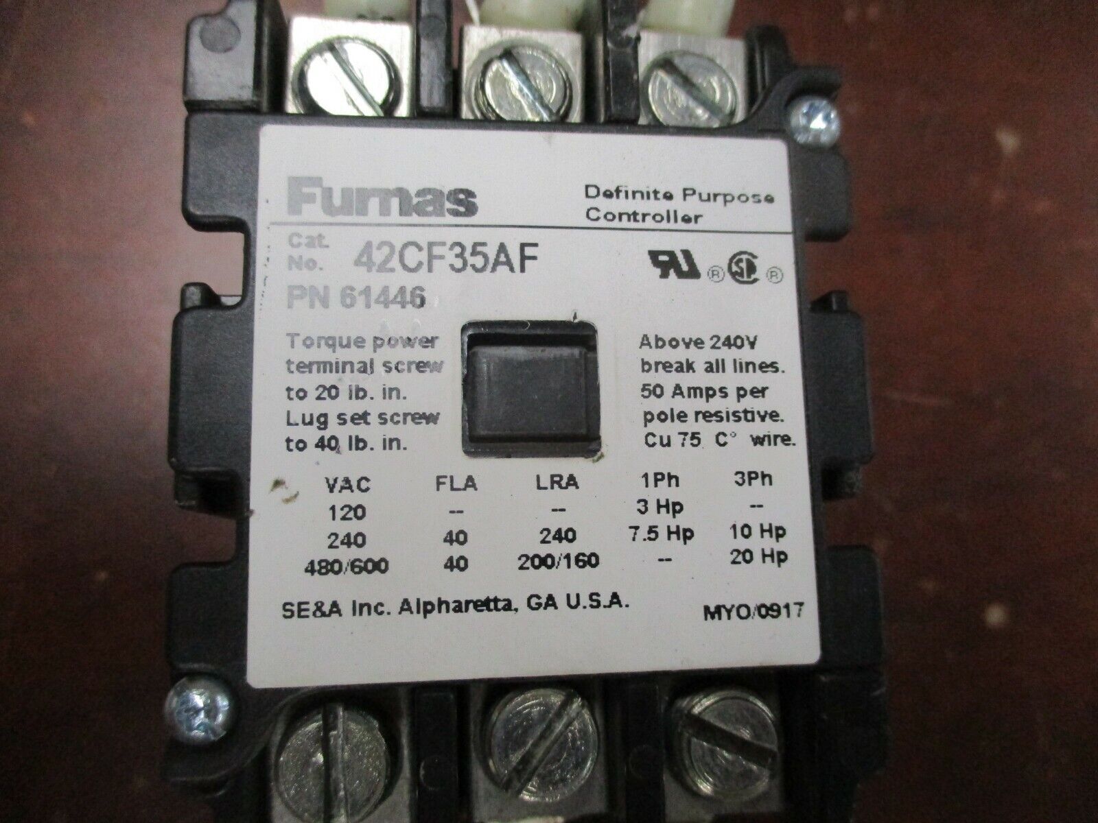 Furnas Contactor 42CF35AF 120V Coil 600V 40A Used