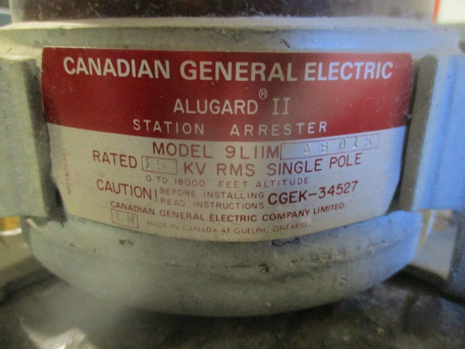 GE Alugard II Station Arrester 9LIIMAB015 15kV Used